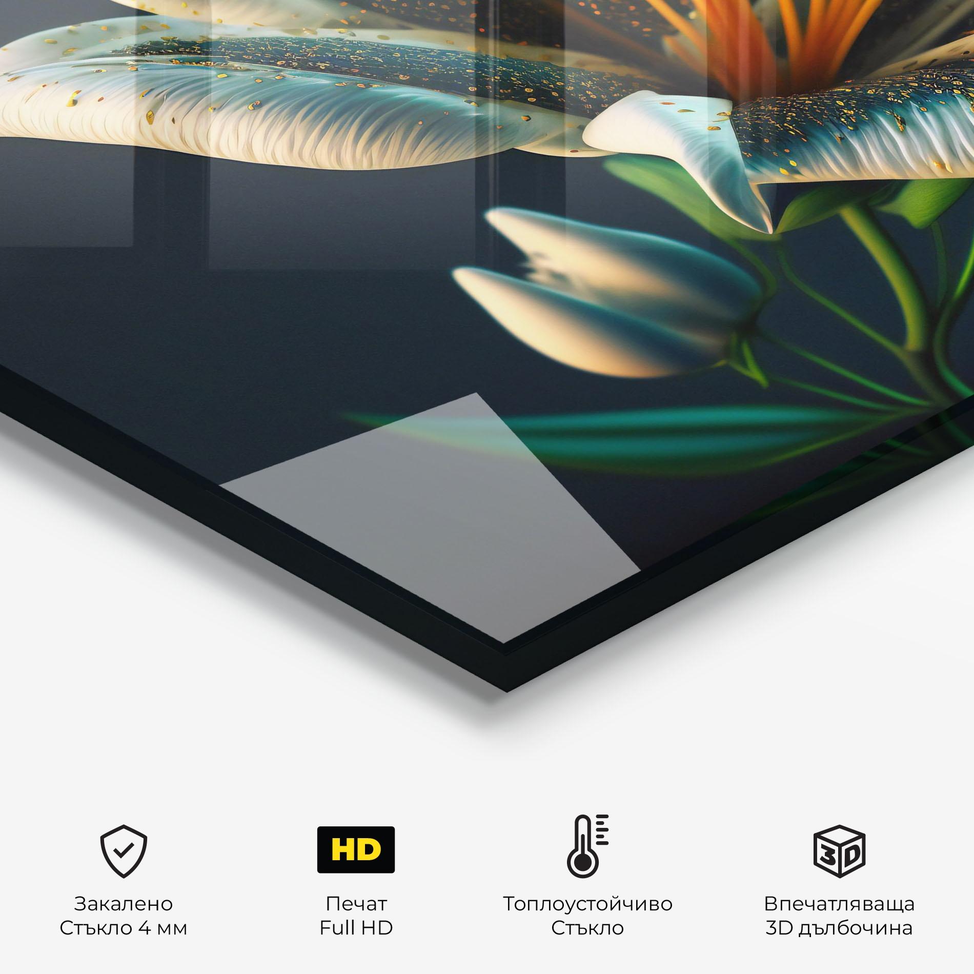 Стъклен панел за кухня Blue Grey Lily mockup 2