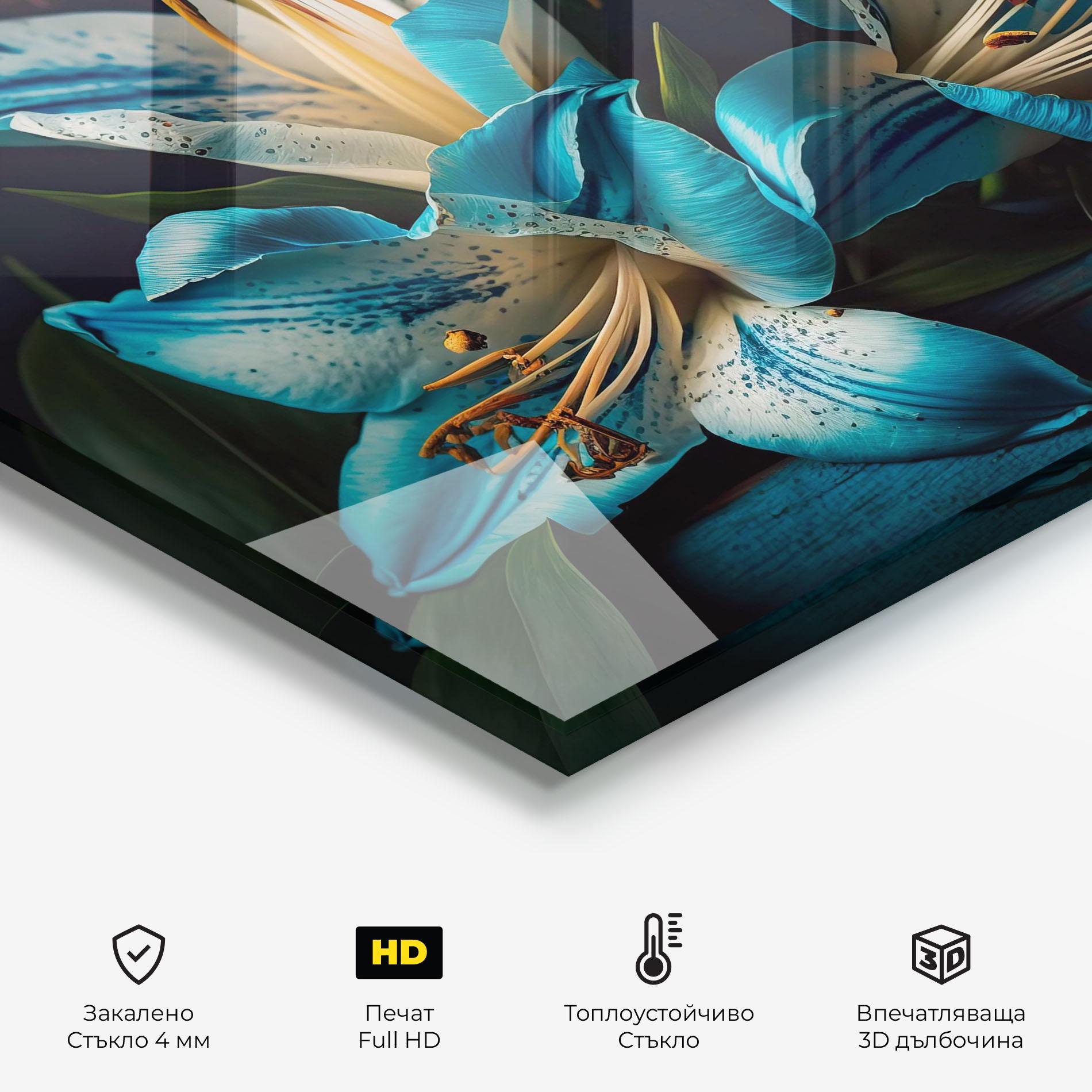 Стъклен панел за кухня Blue Lily mockup 2