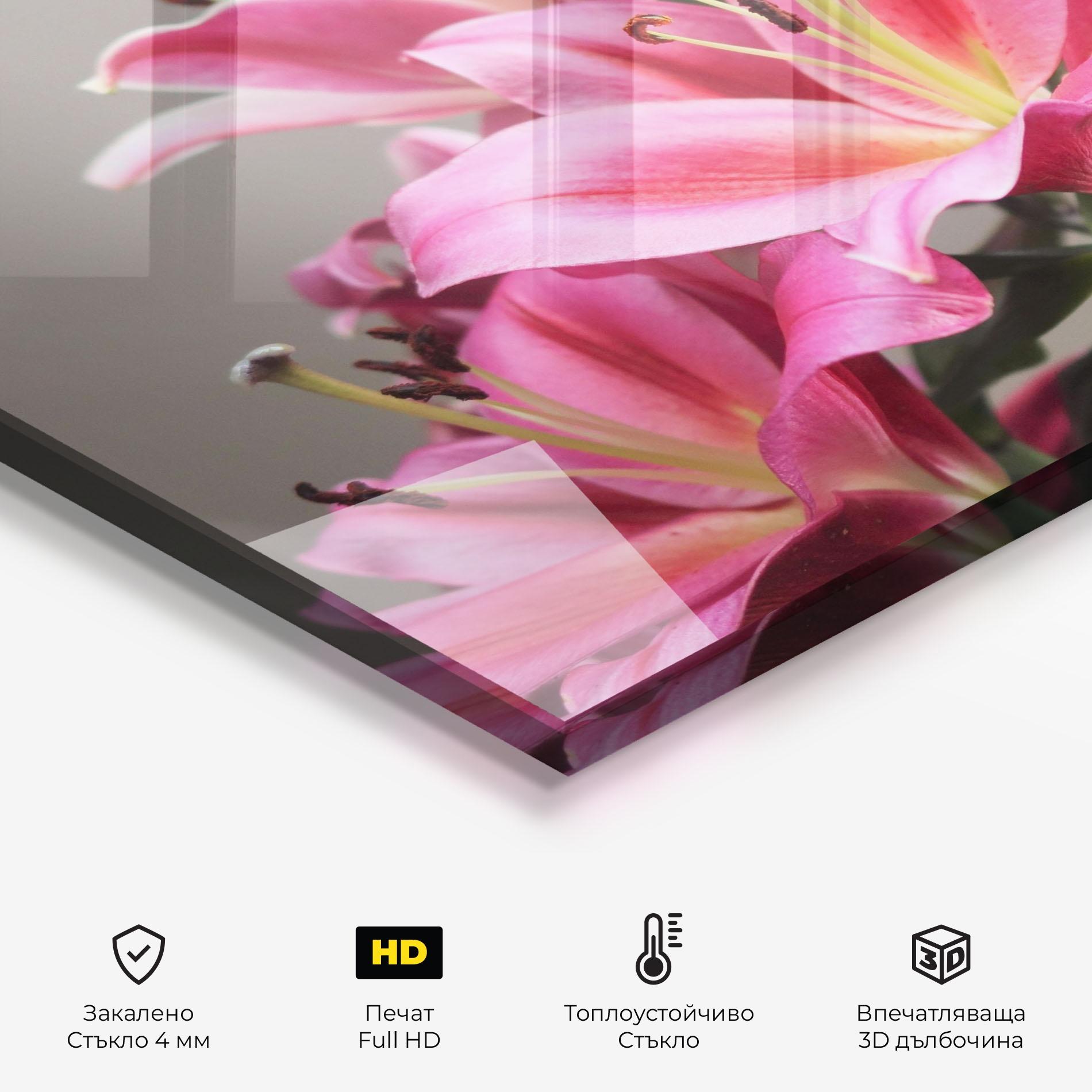 Стъклен панел за кухня Light Pink Lily View mockup 2