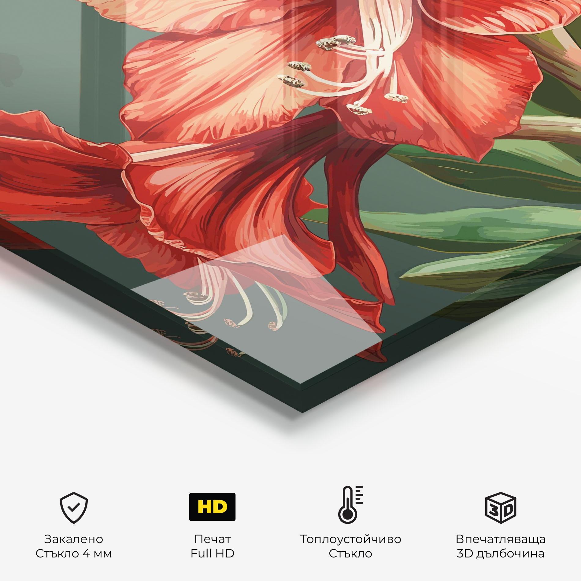 Стъклен панел за кухня Lily Orange Art mockup 2