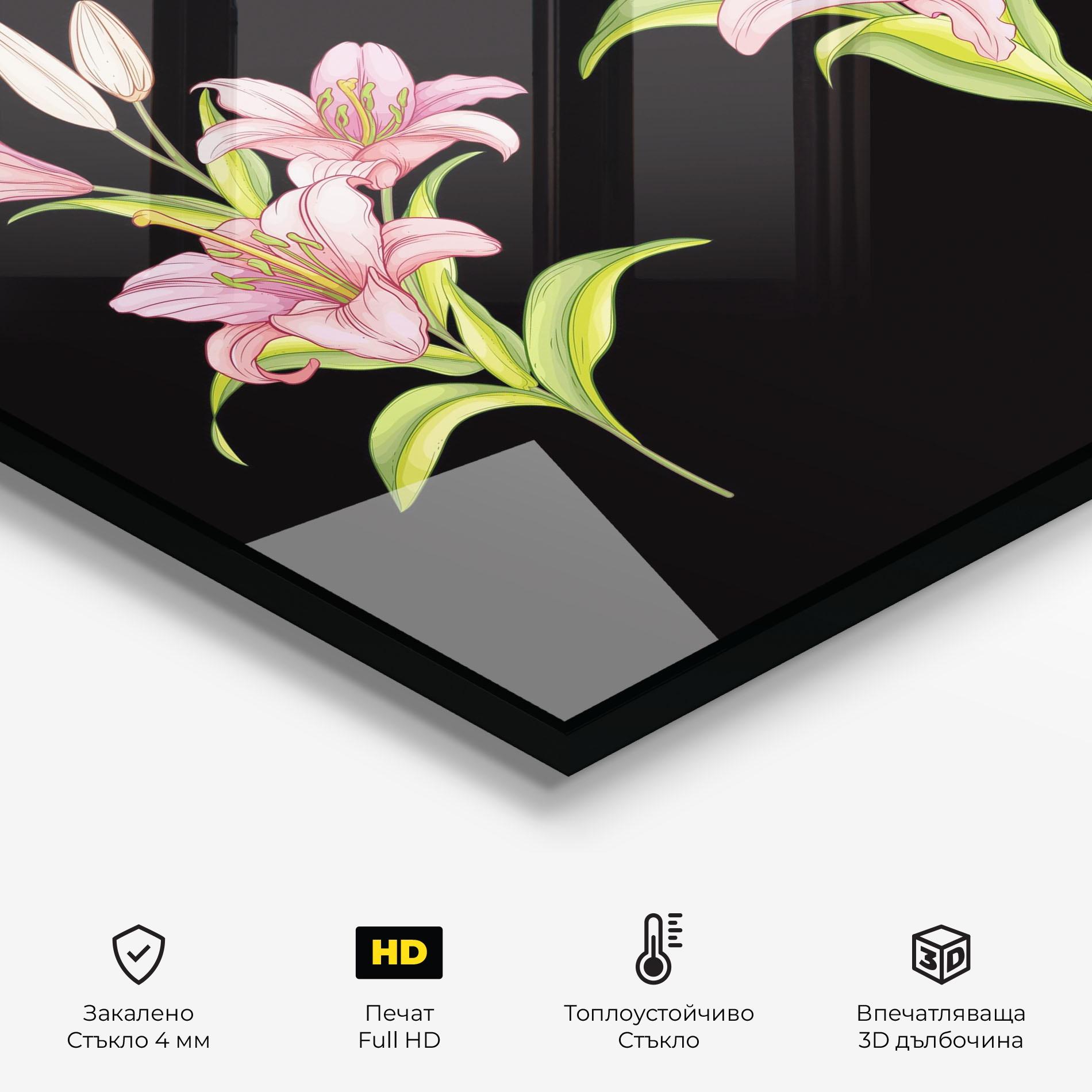 Стъклен панел за кухня Lily Set mockup 2