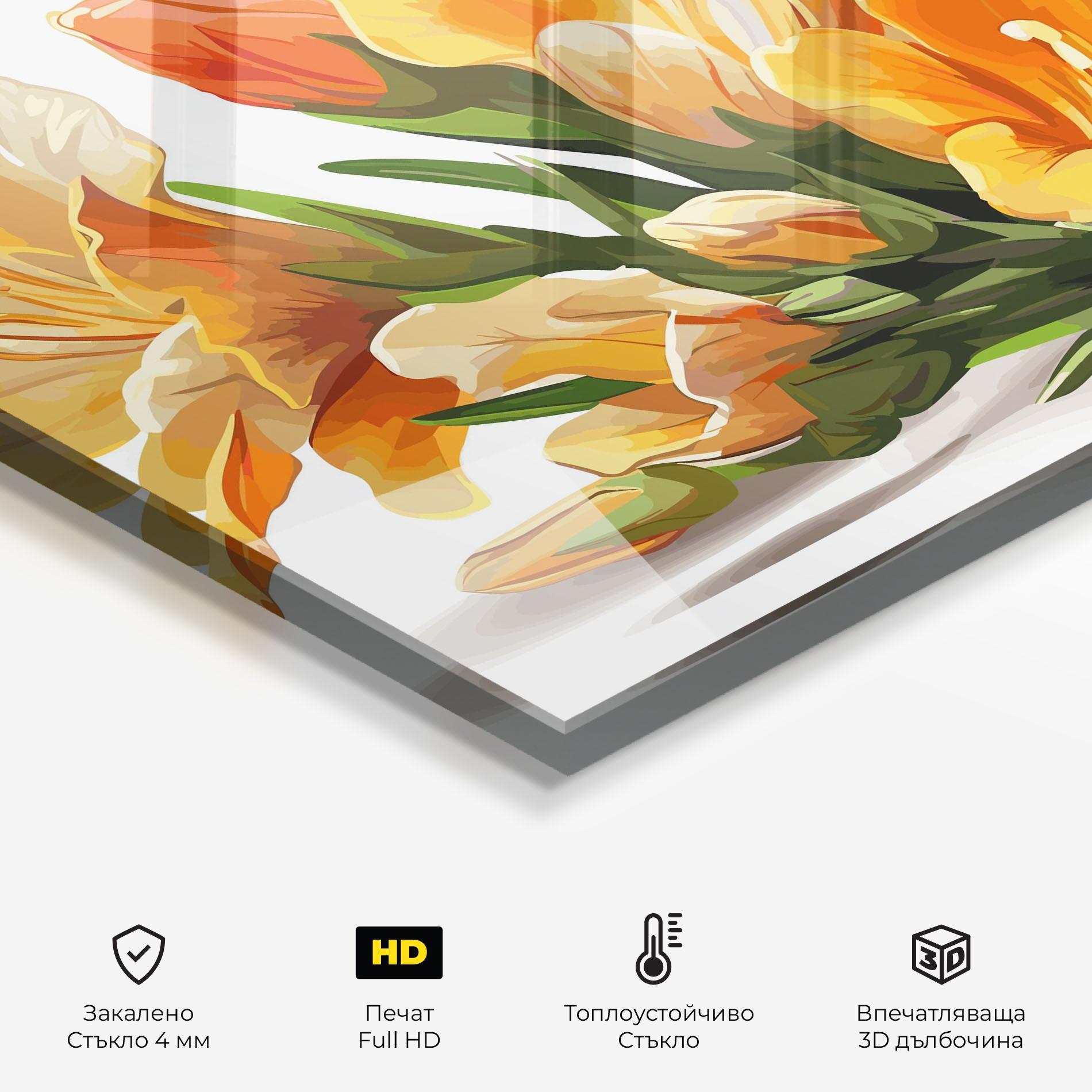 Стъклен панел за кухня Orange Lily Art mockup 2