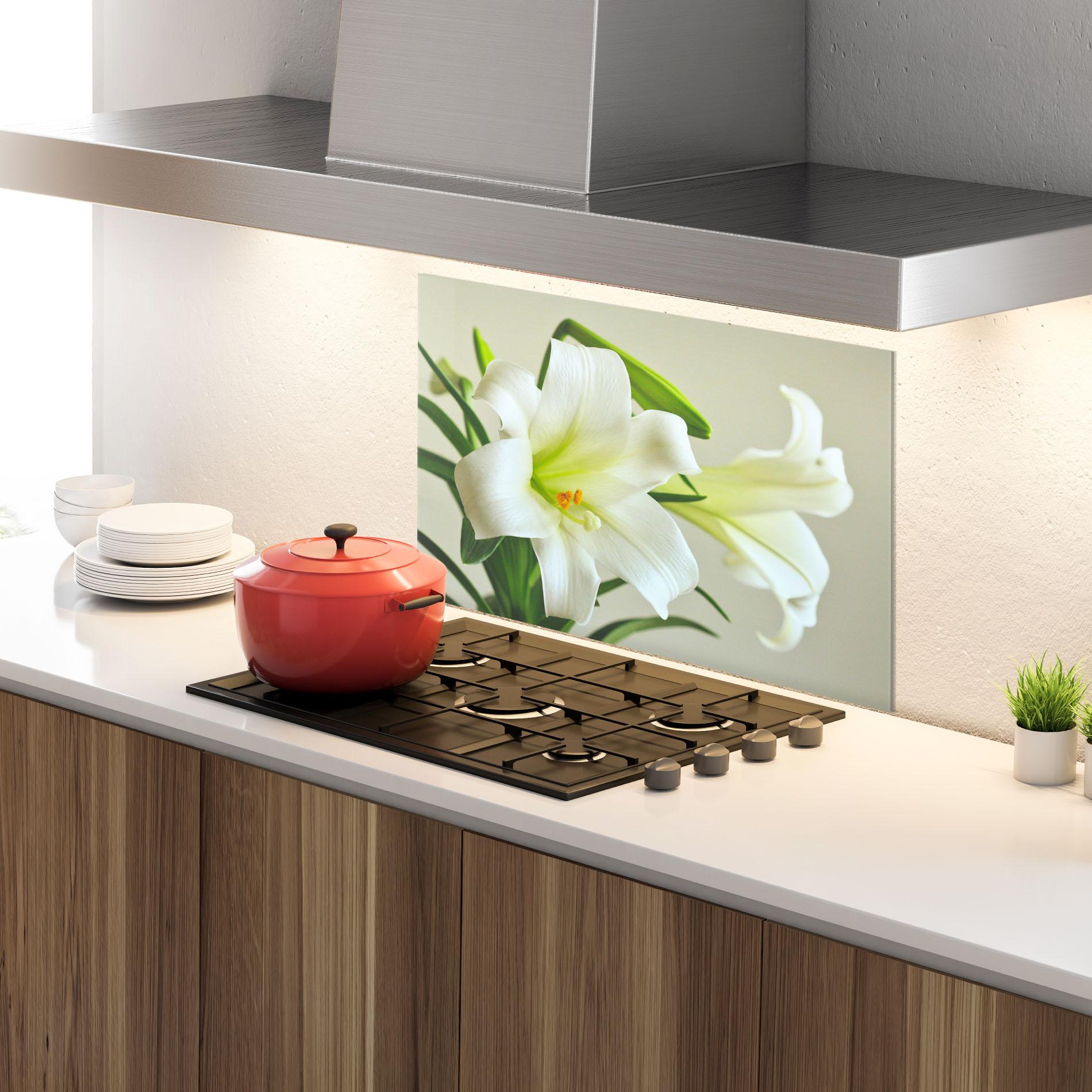 Стъклен панел за кухня Green Lily mockup 4