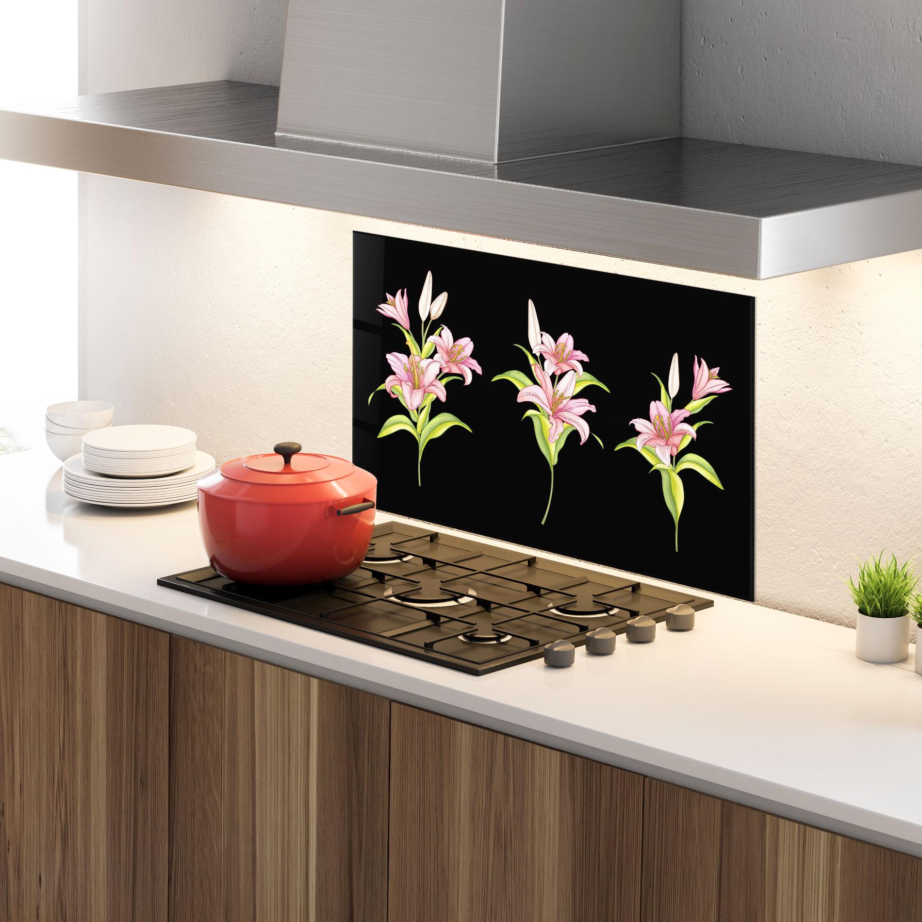 Стъклен панел за кухня Lily Set mockup 4