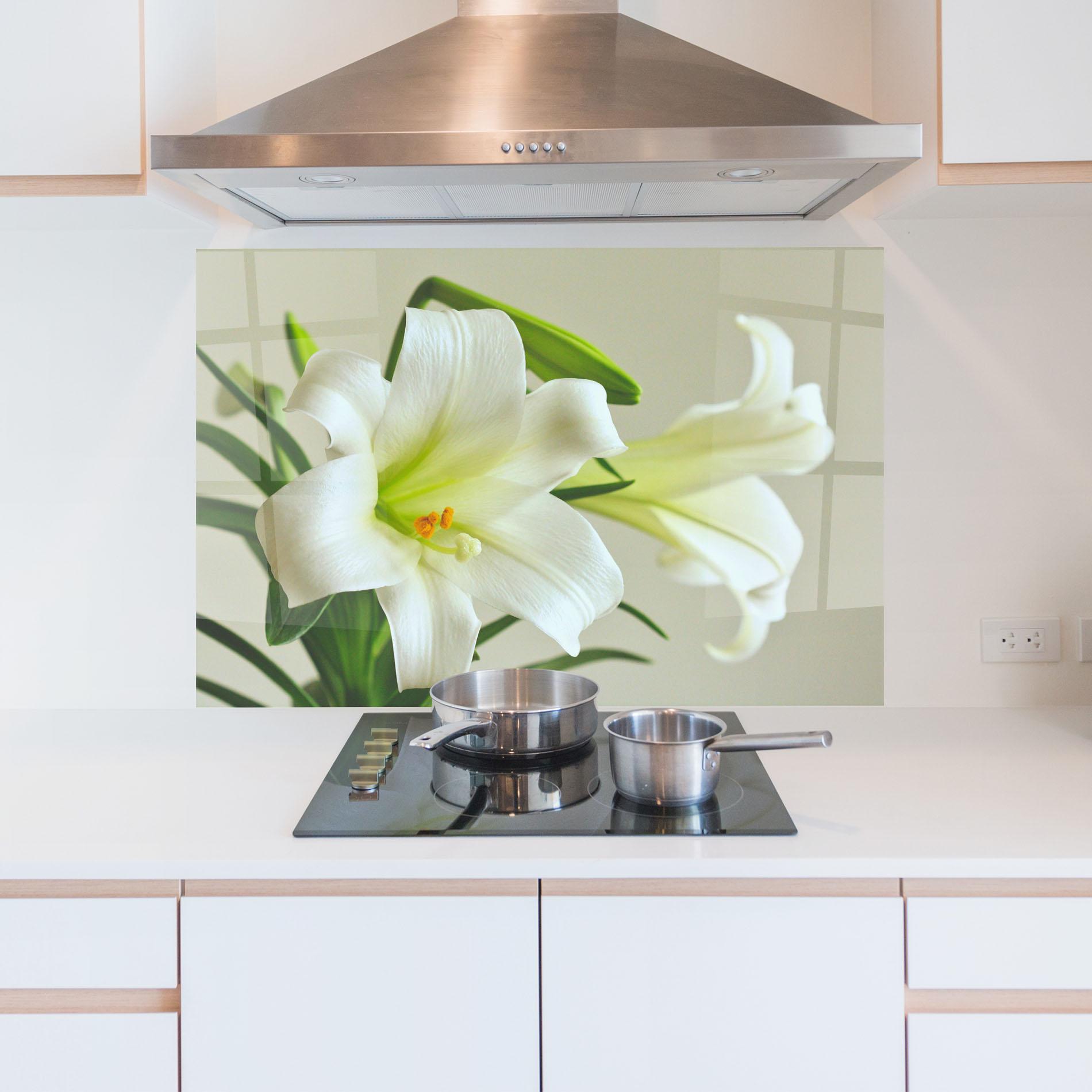 Стъклен панел за кухня Green Lily mockup 5