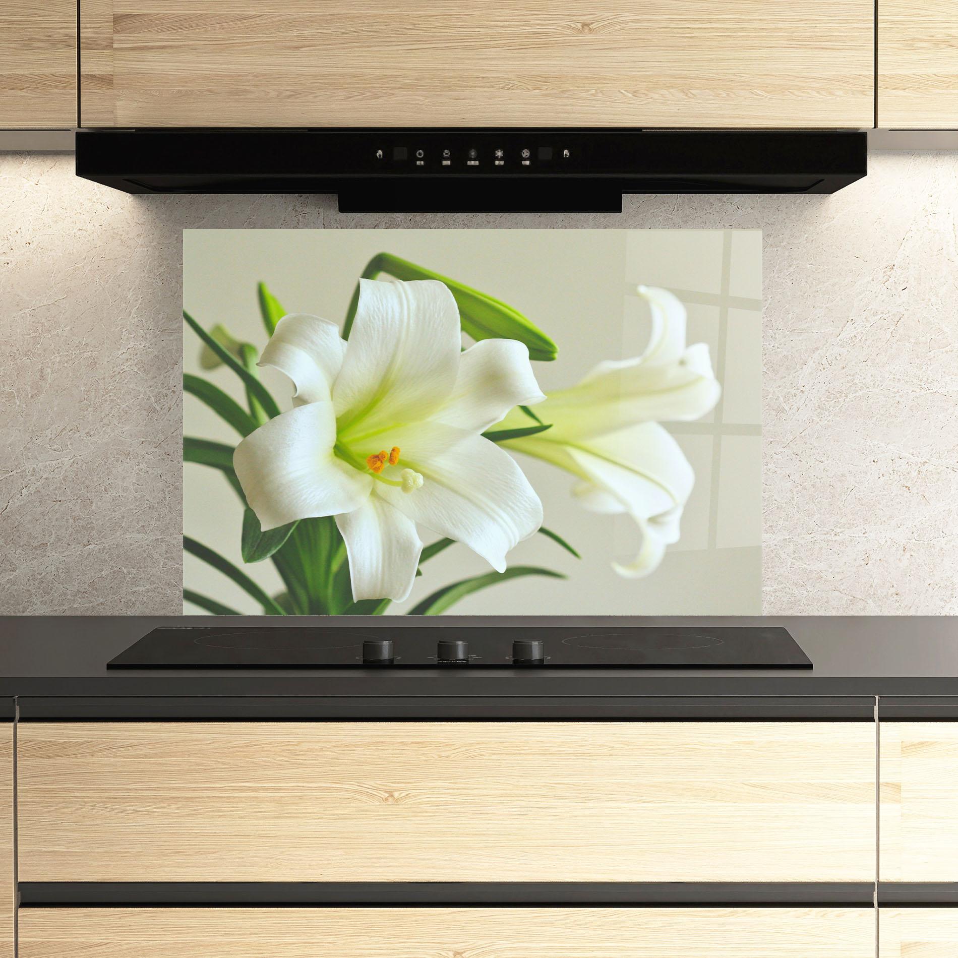 Стъклен панел за кухня Green Lily mockup 3