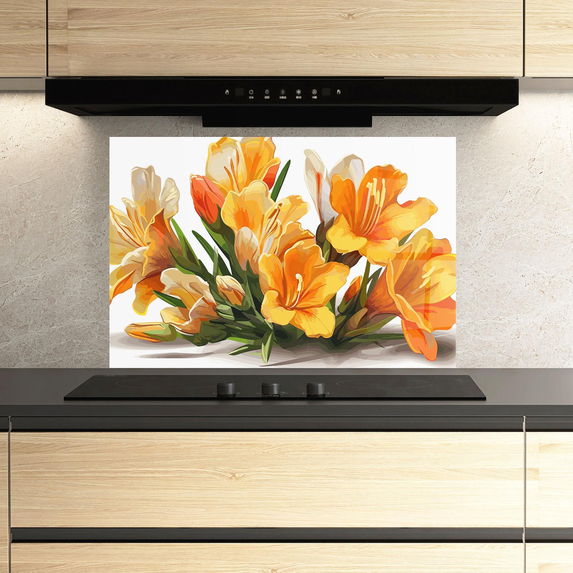 Стъклен панел за кухня Orange Lily Art mockup 3