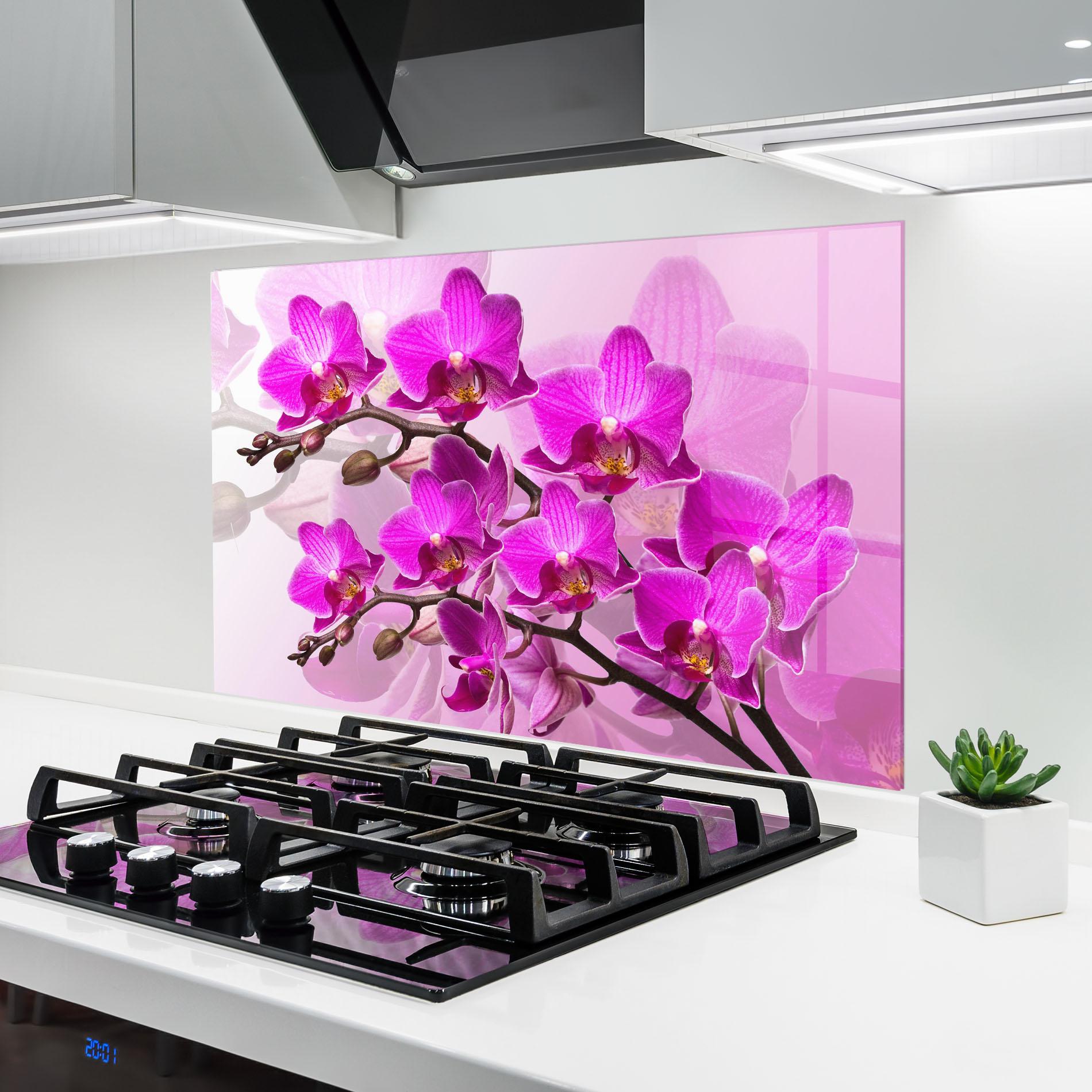 Стъклен панел за кухня Flori Roz mockup 6