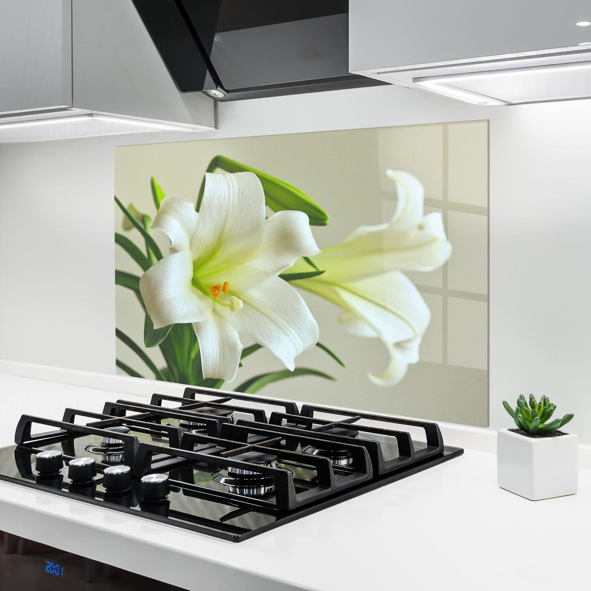 Стъклен панел за кухня Green Lily mockup 6