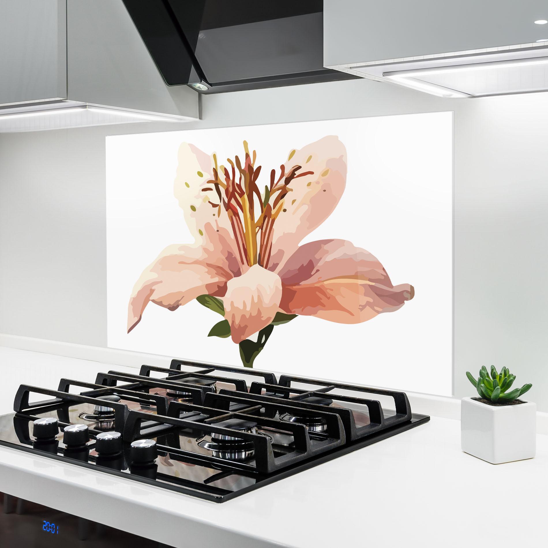 Стъклен панел за кухня Pink Cute Lily mockup 6