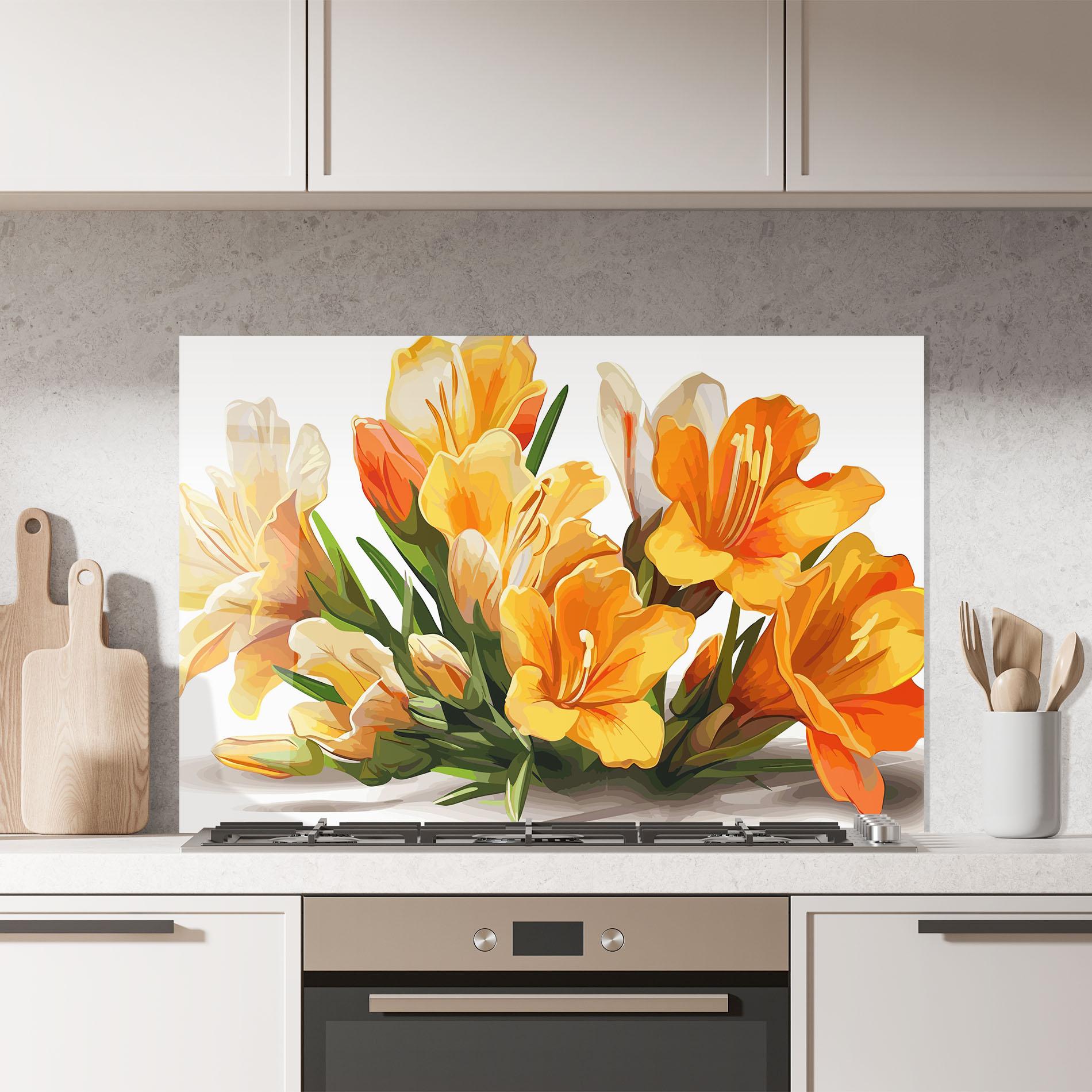 Стъклен панел за кухня Orange Lily Art mockup 7