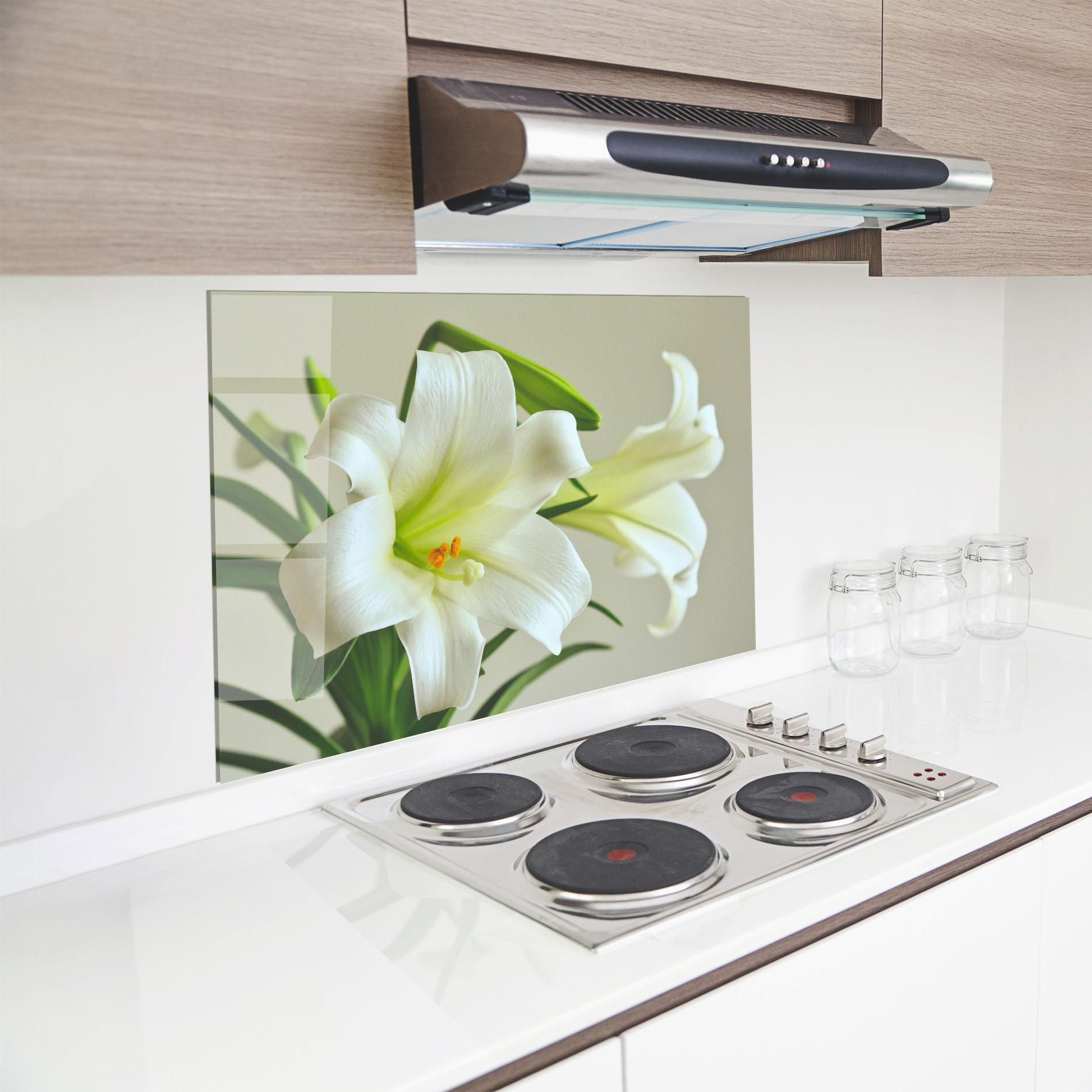 Стъклен панел за кухня Green Lily mockup 8