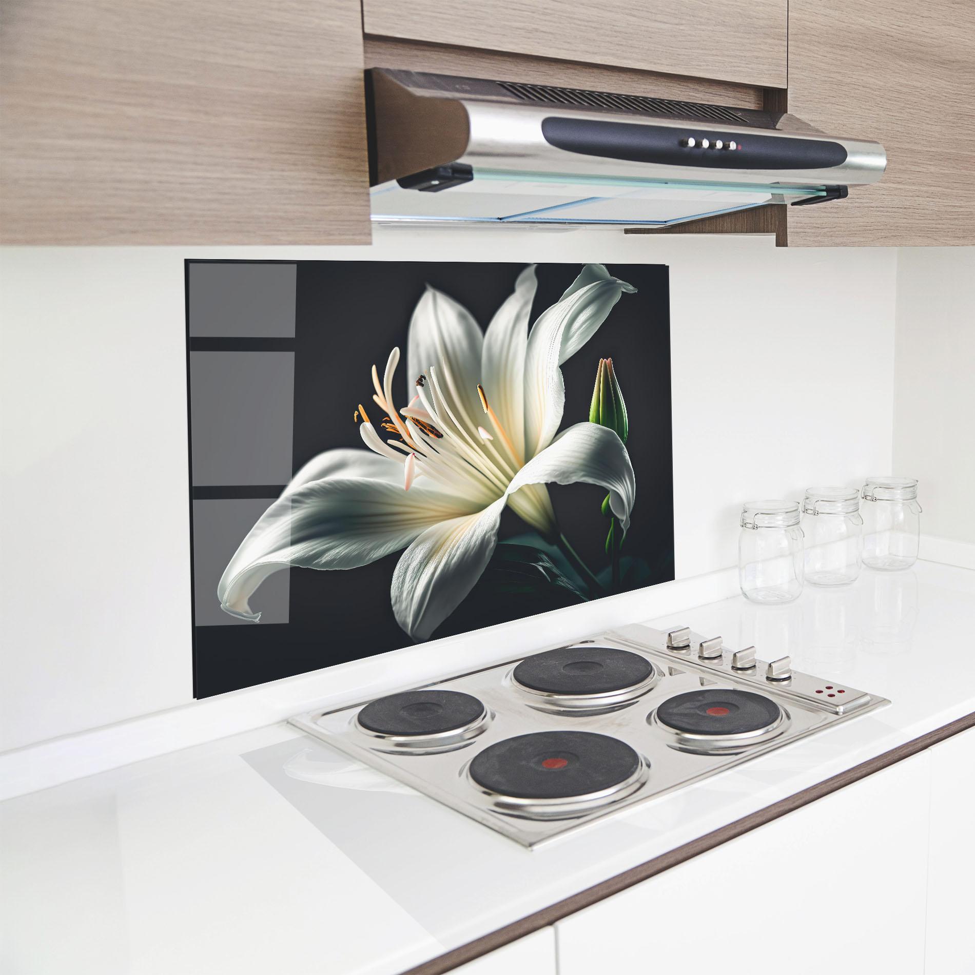 Стъклен панел за кухня Light Grey Lily mockup 8