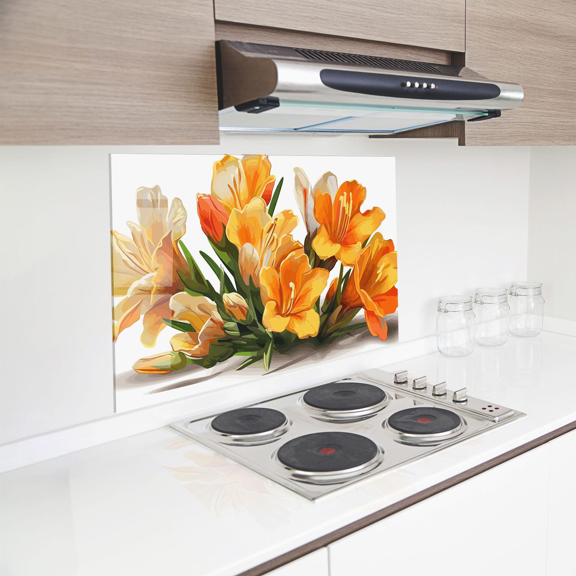 Стъклен панел за кухня Orange Lily Art mockup 8
