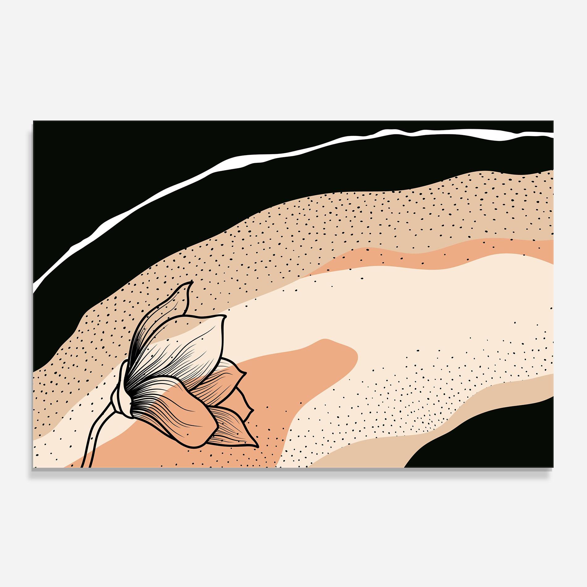 Стъклен панел за кухня Black Line Art Plant mockup 0