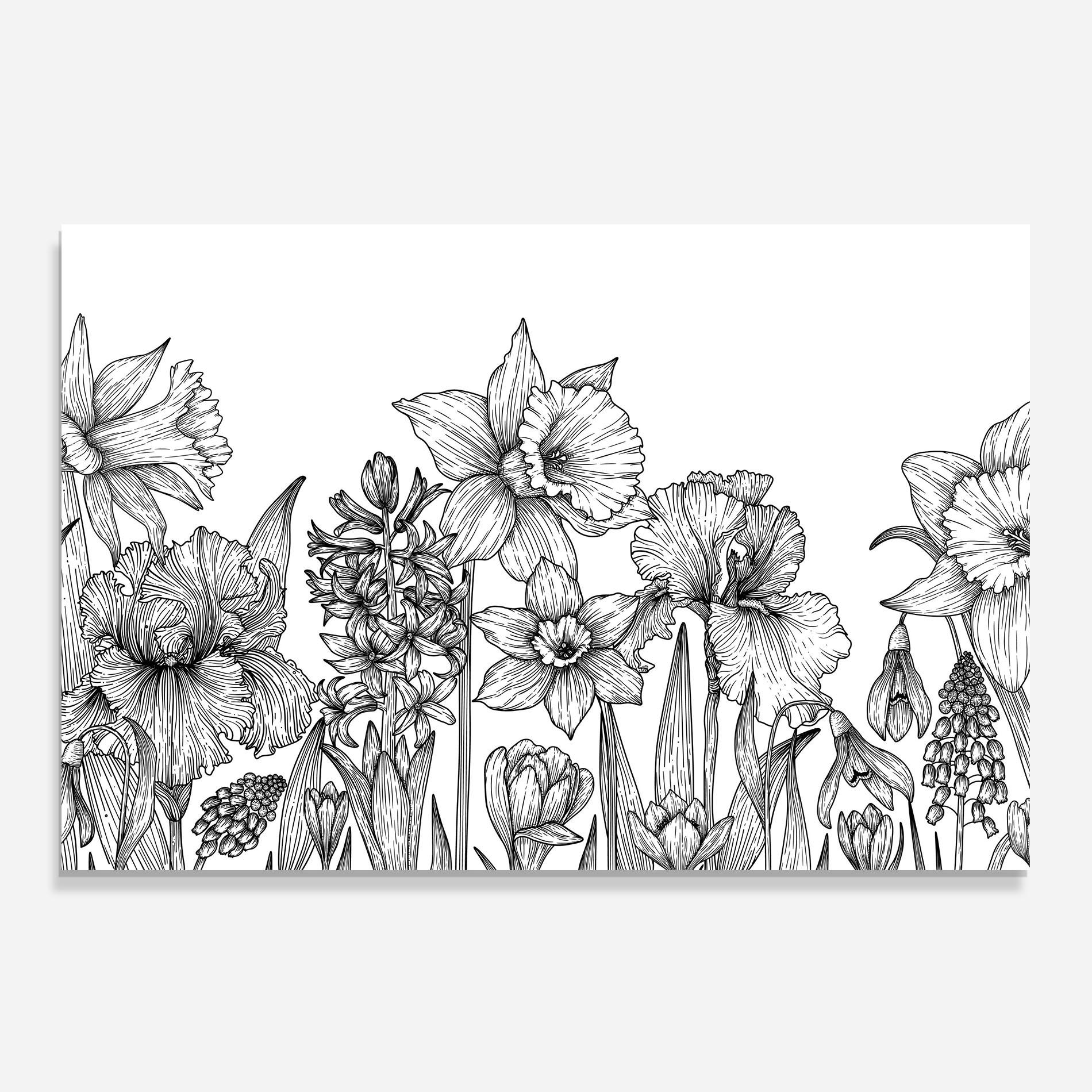 Стъклен панел за кухня Black Line Plant mockup 0