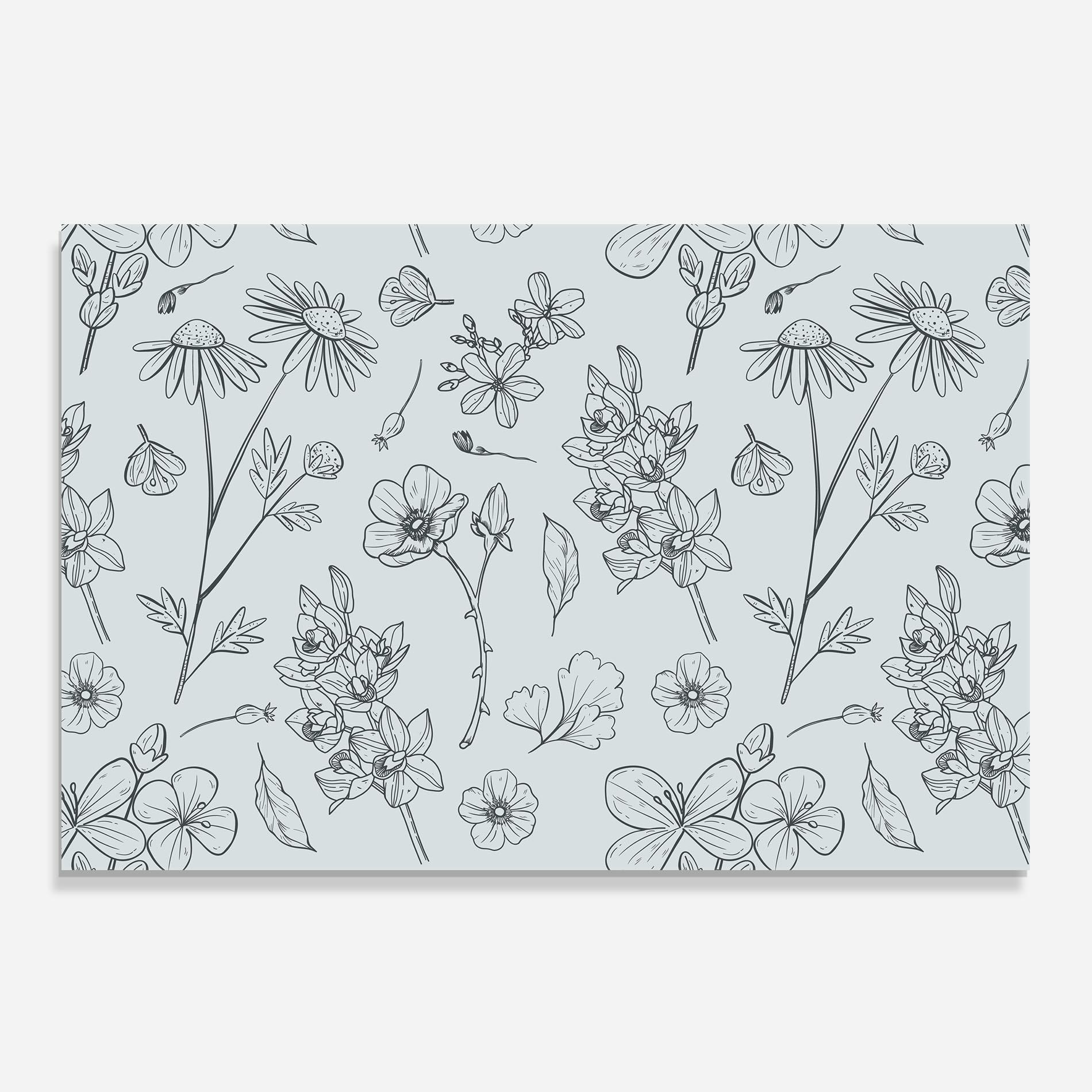 Стъклен панел за кухня Blue Flower Line mockup 0