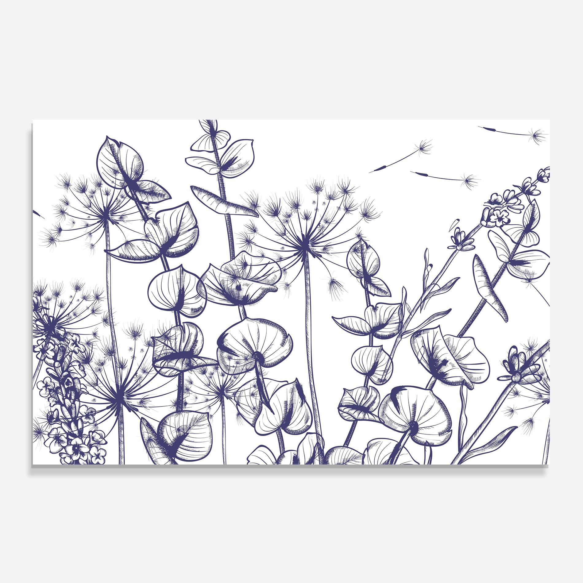 Стъклен панел за кухня Blue Line Plants mockup 0