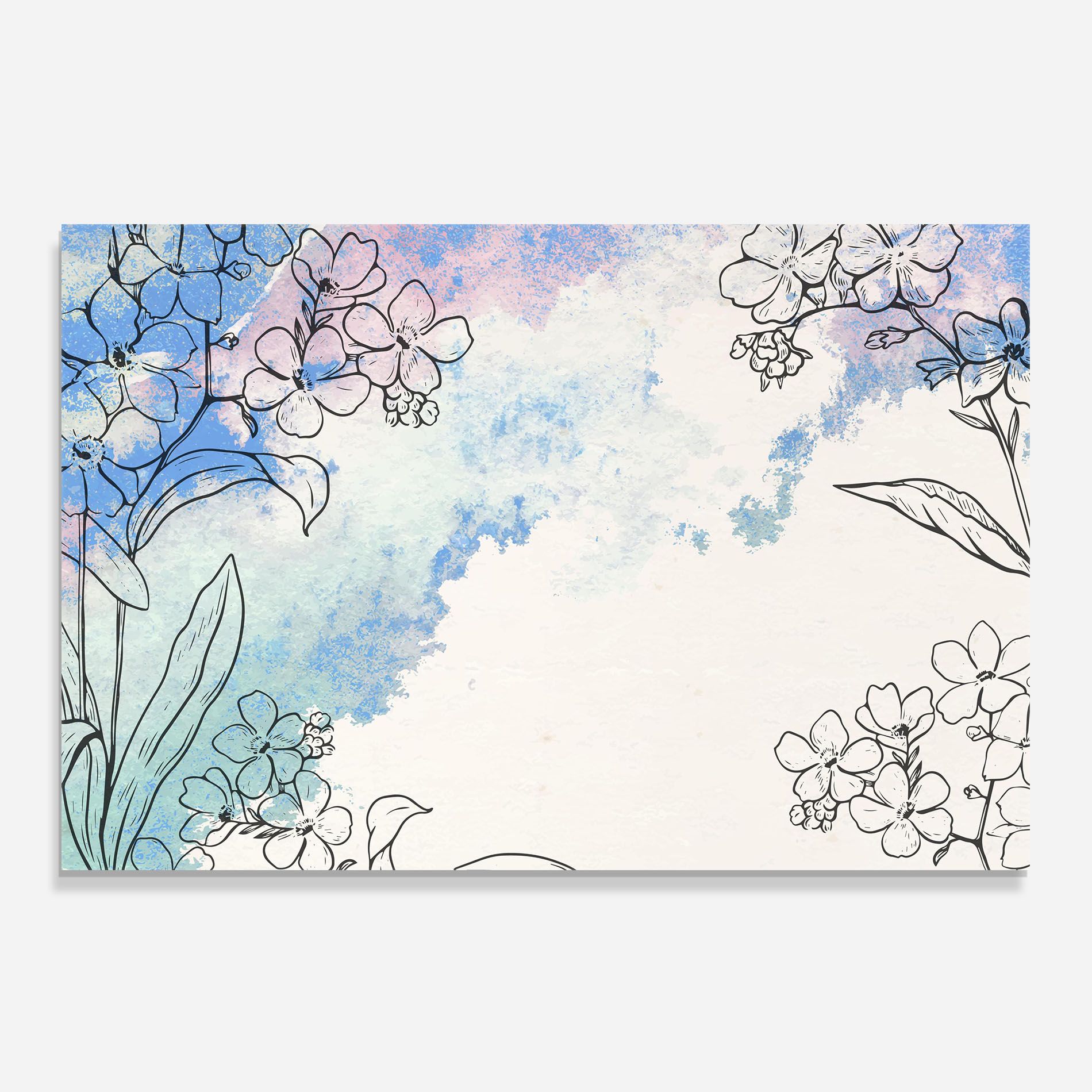Blue Watercolor Flower mockup 0