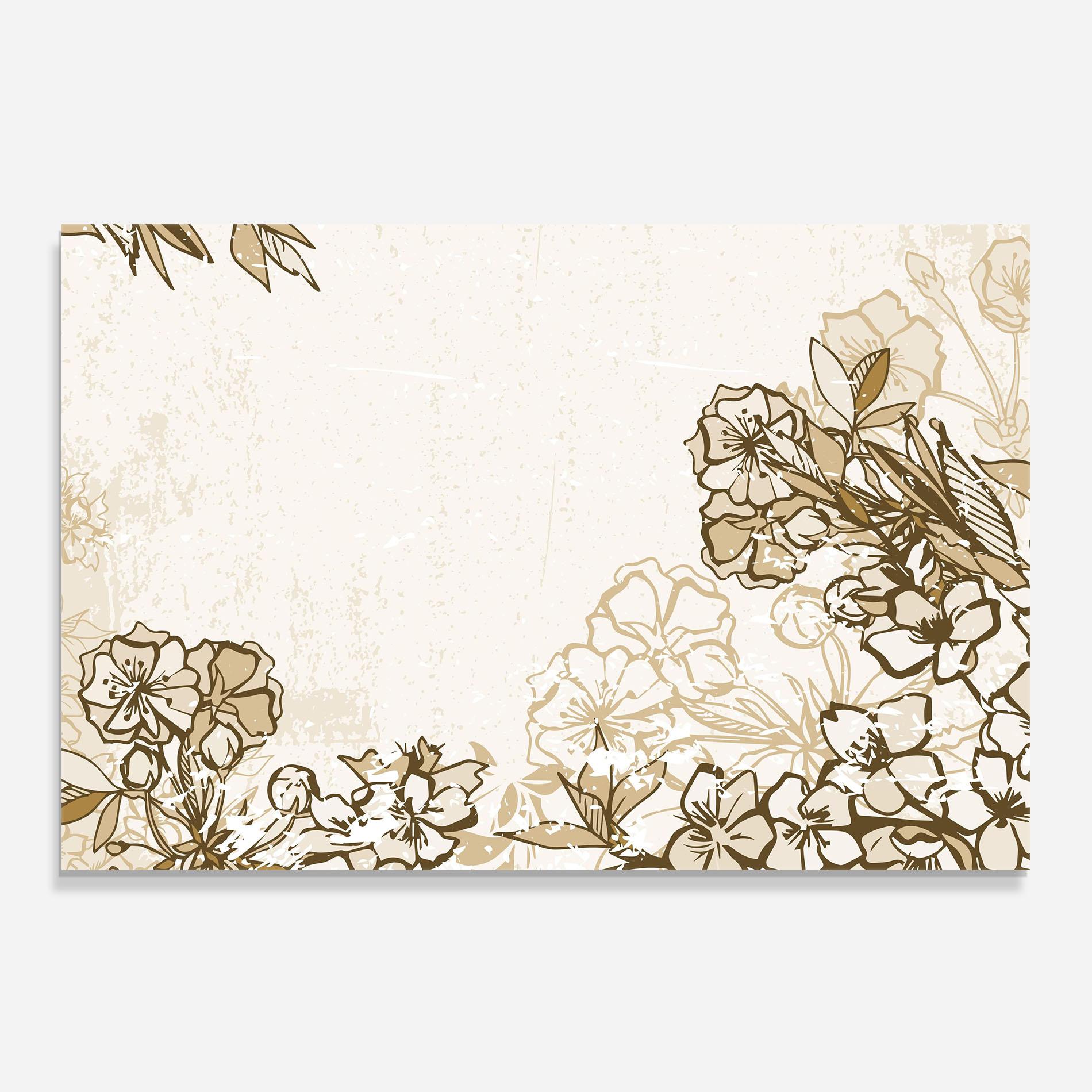 Стъклен панел за кухня Cream Brown Flower mockup 0