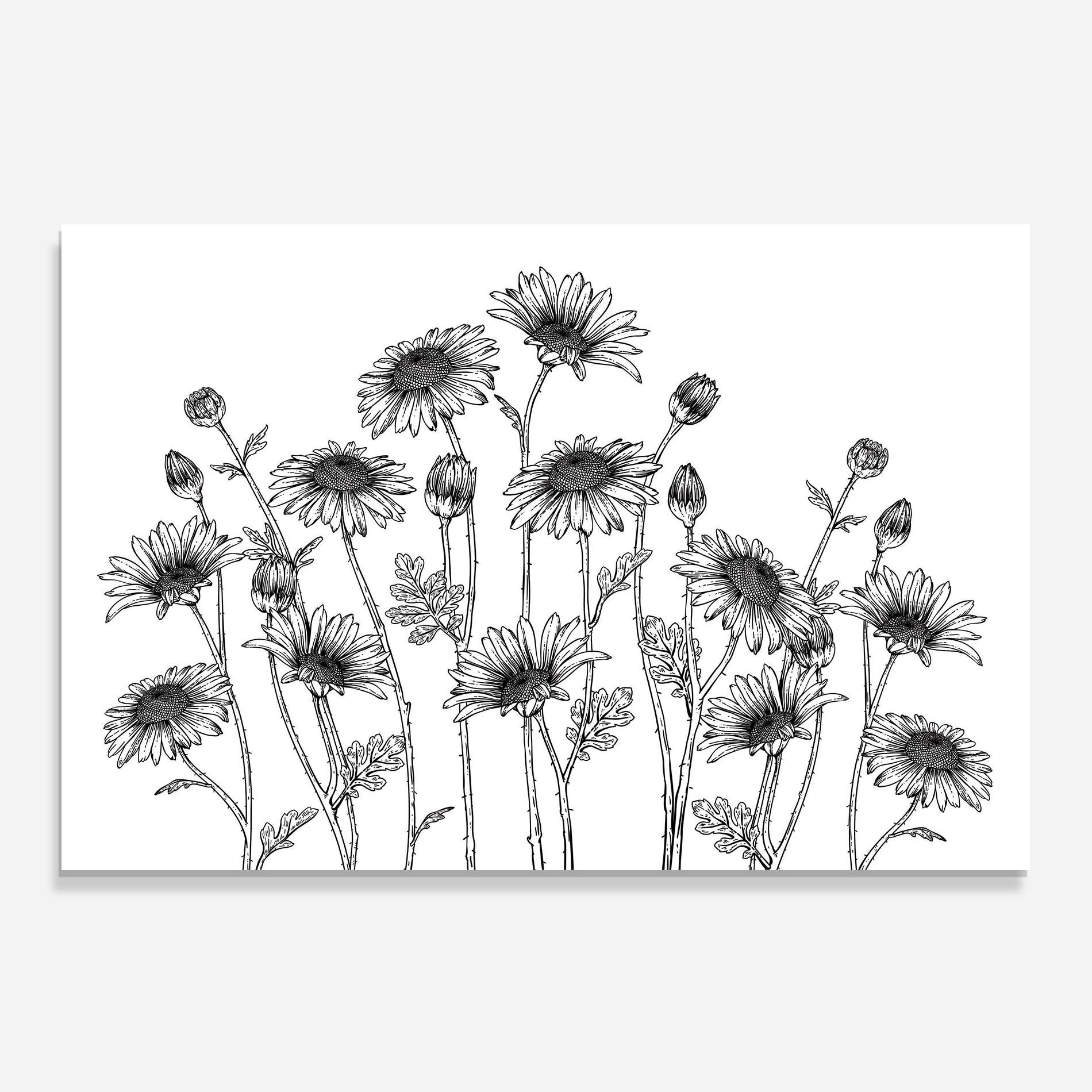 Стъклен панел за кухня Daisy Black Line mockup 0