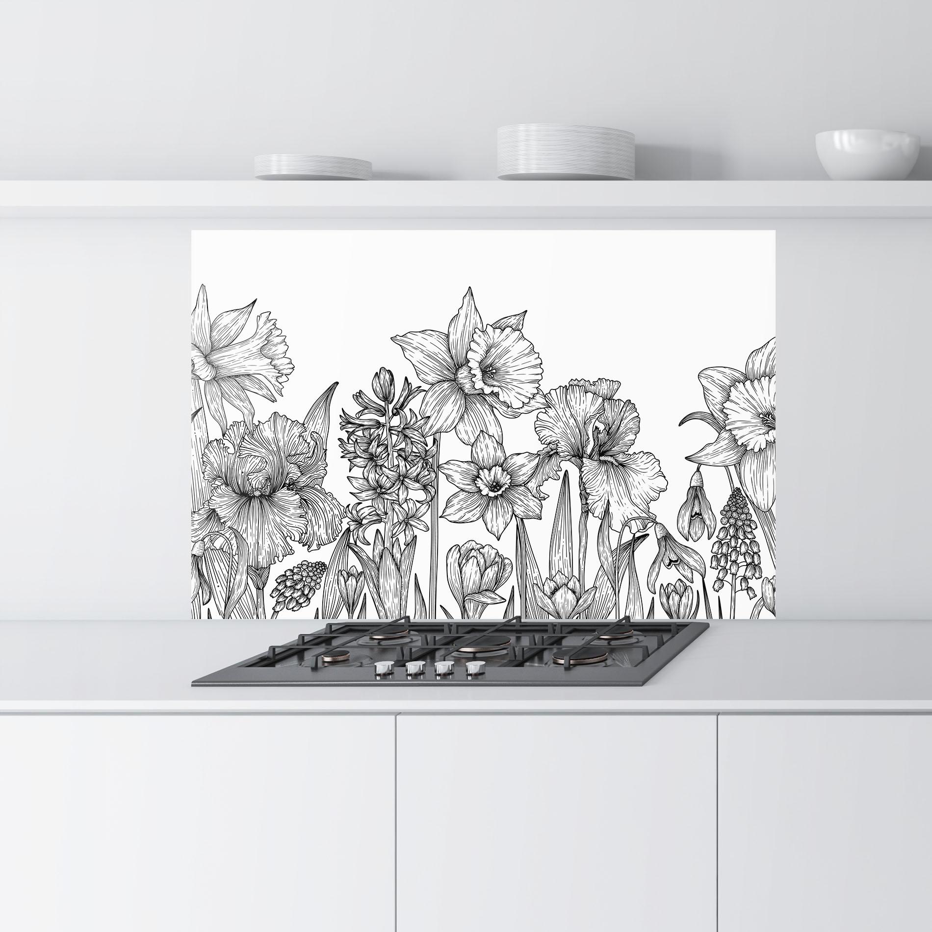 Стъклен панел за кухня Black Line Plant mockup 9