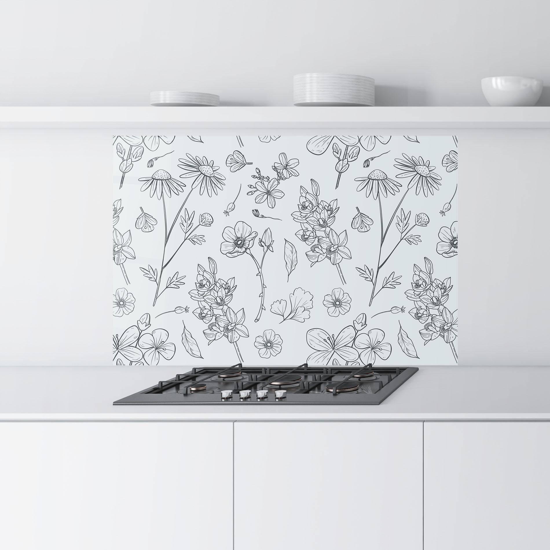 Стъклен панел за кухня Blue Flower Line mockup 9