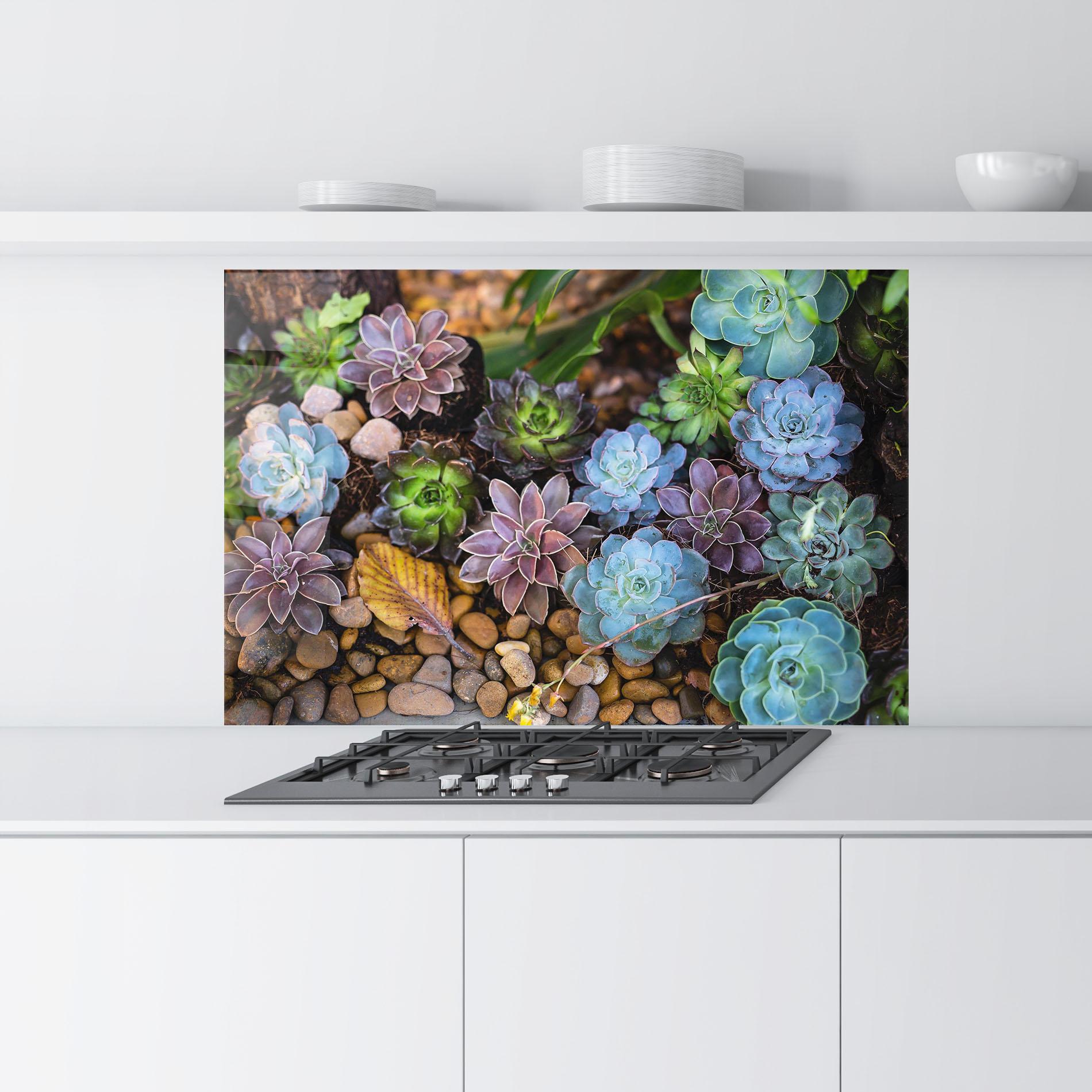 Стъклен панел за кухня Colorful Flowers mockup 9