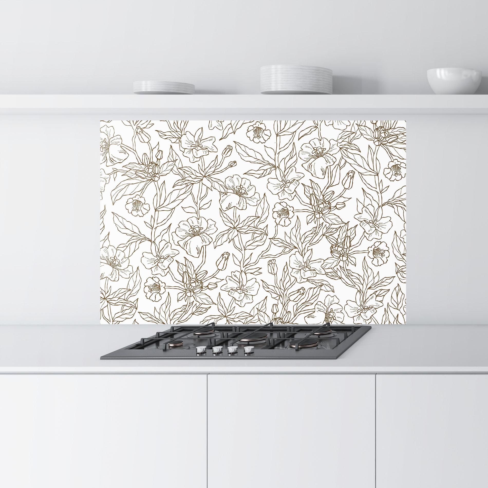 Стъклен панел за кухня Cream Line Flowers mockup 9