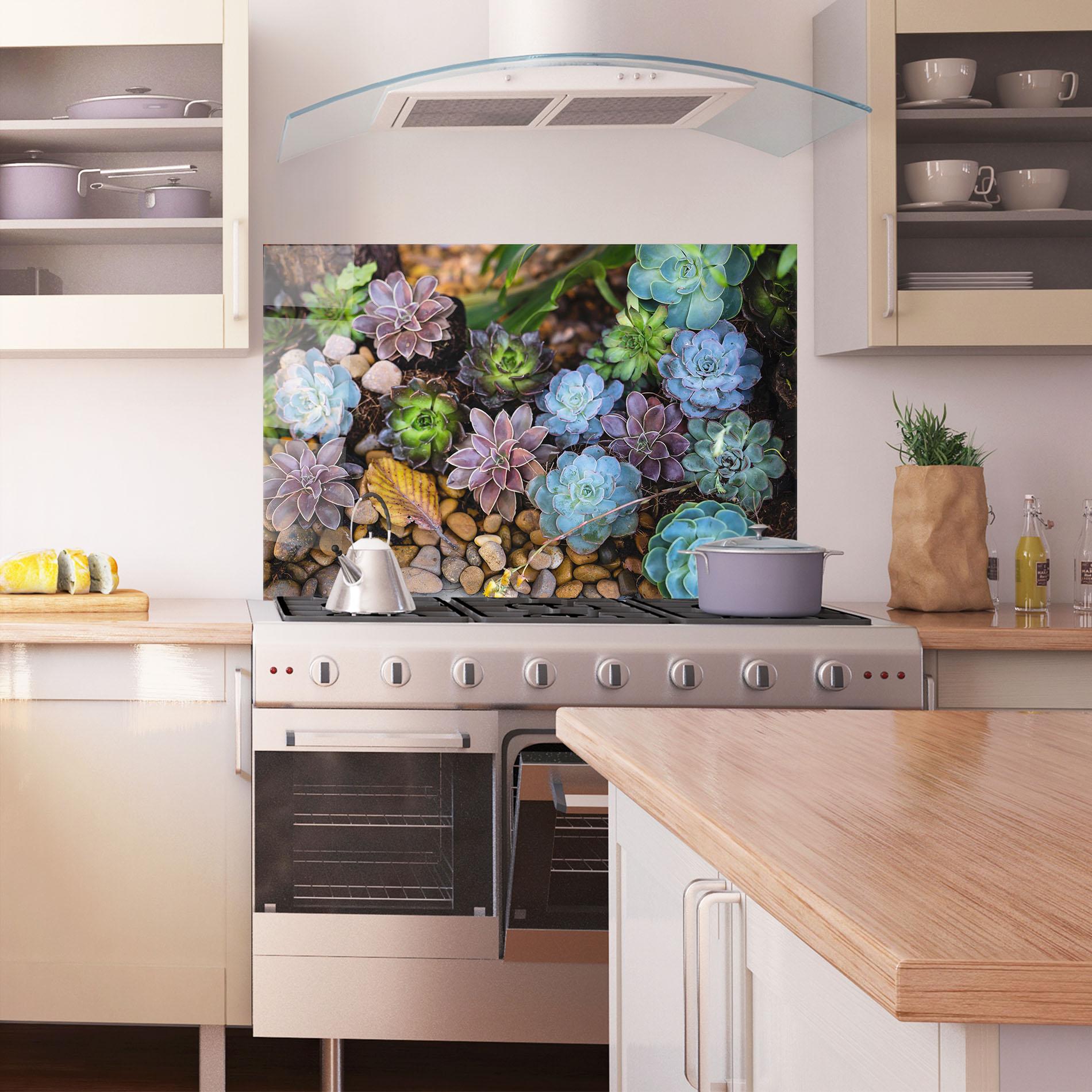 Стъклен панел за кухня Colorful Flowers mockup 1