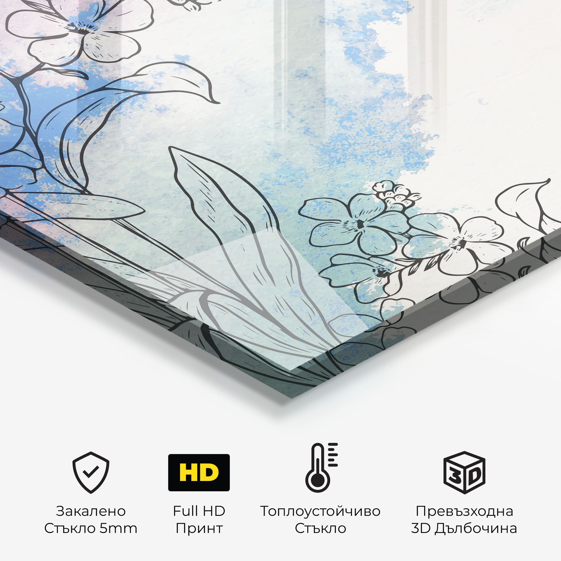 Blue Watercolor Flower mockup 2