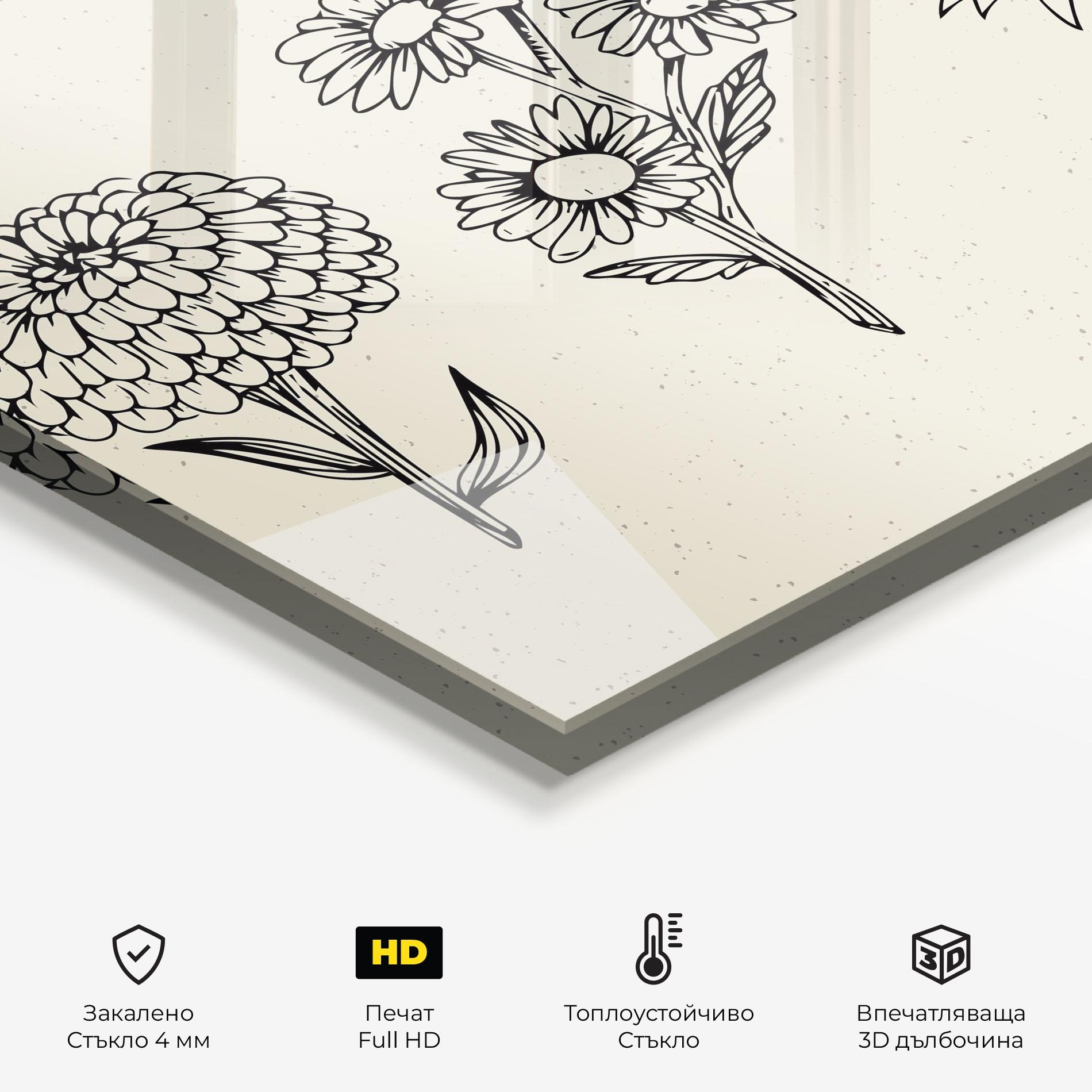 Стъклен панел за кухня Black Line Cream mockup 2