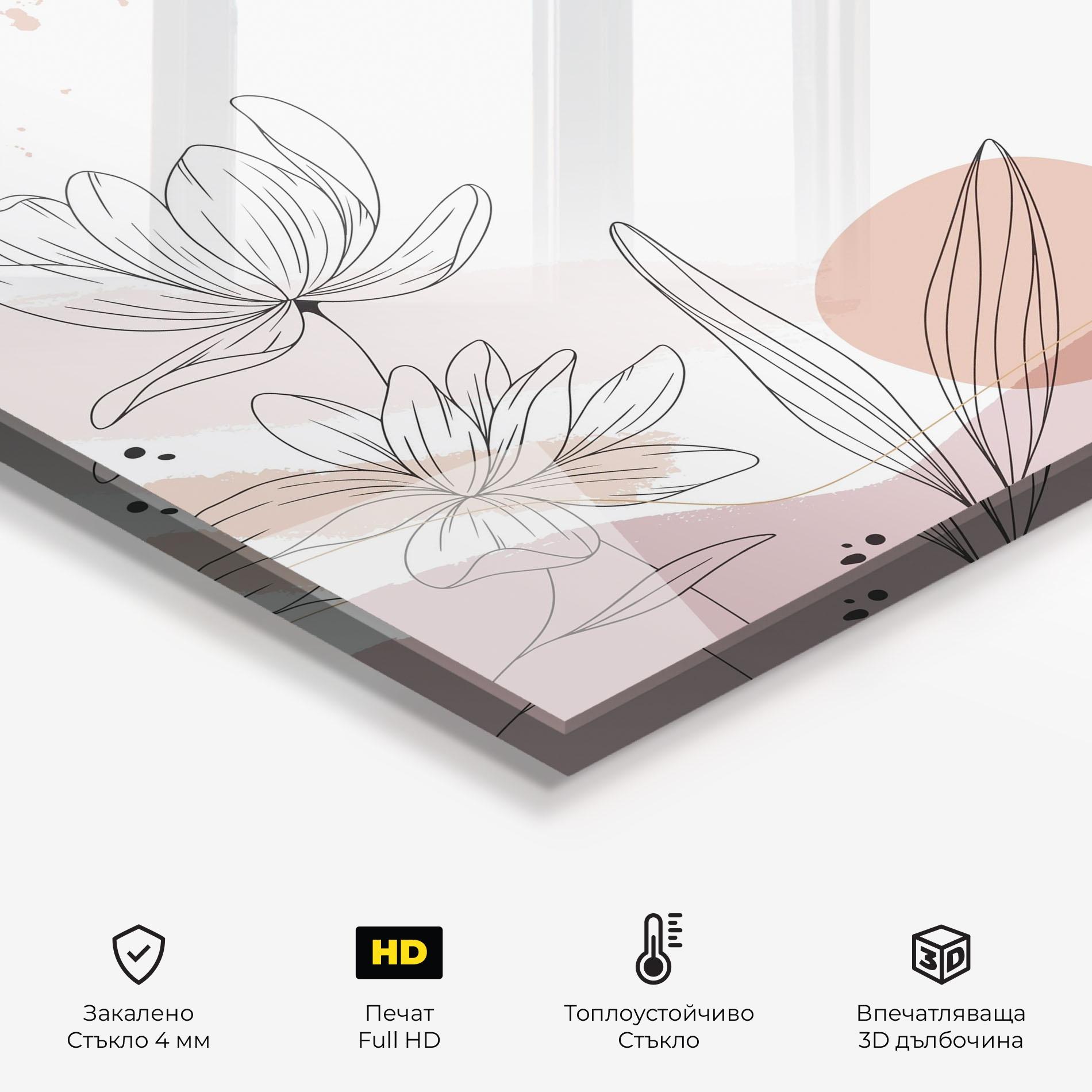 Стъклен панел за кухня Black Pink Line mockup 2