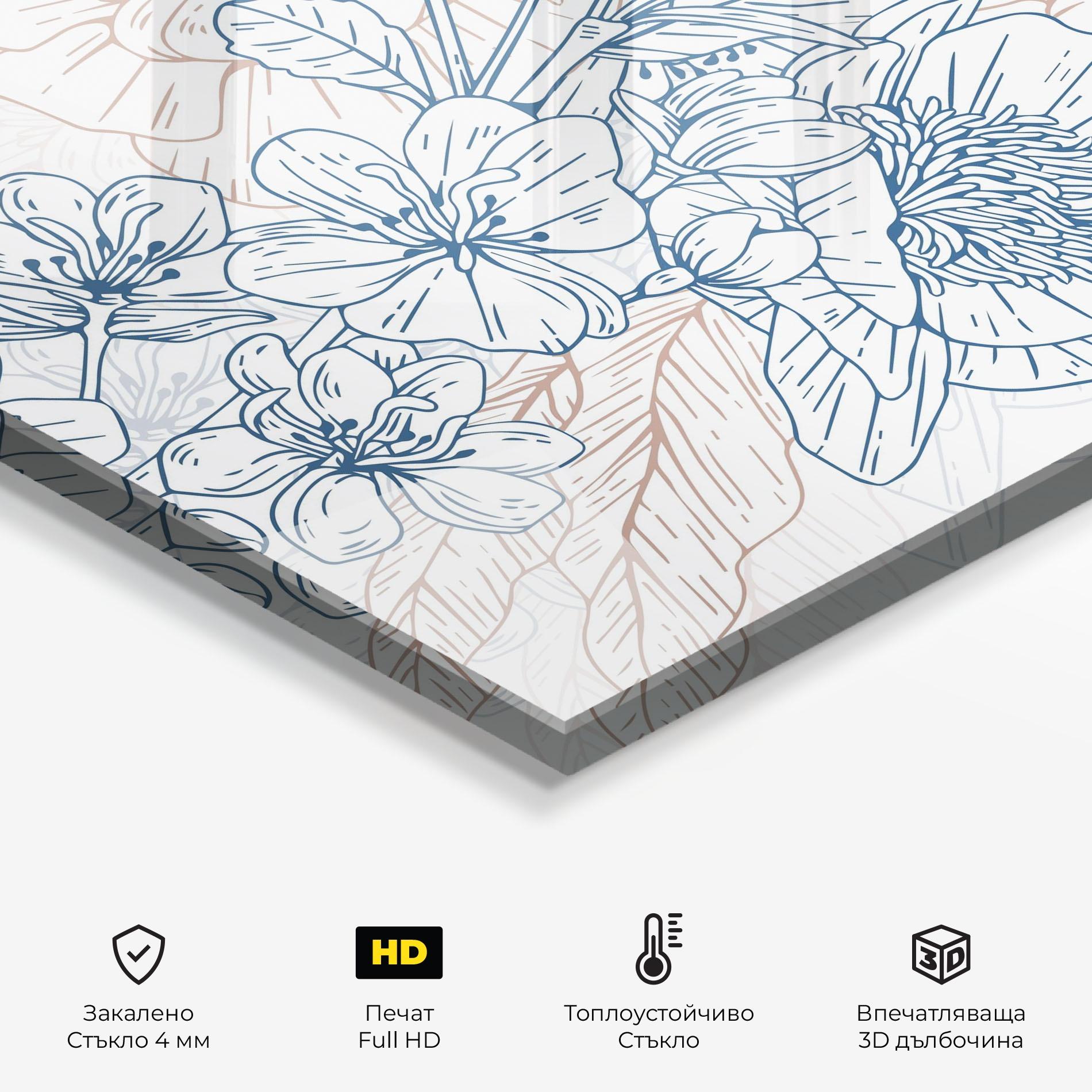 Стъклен панел за кухня Blue Cream Line mockup 2