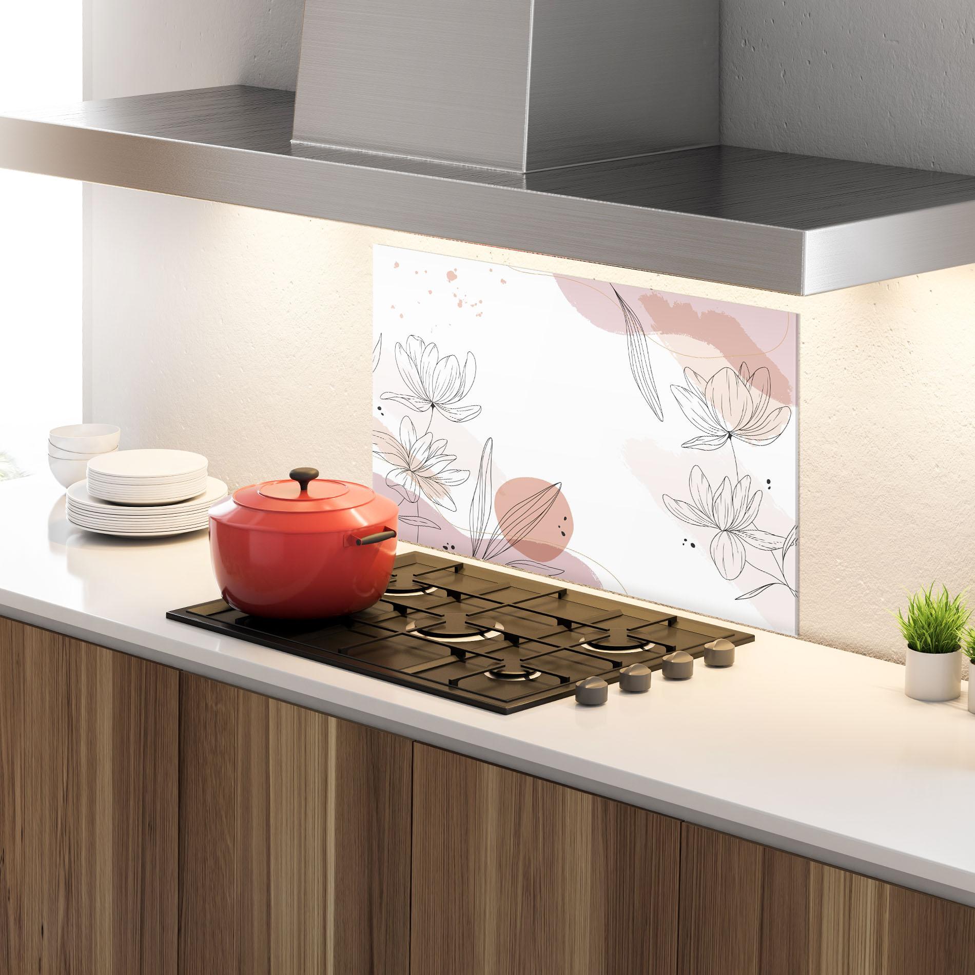 Стъклен панел за кухня Black Pink Line mockup 4