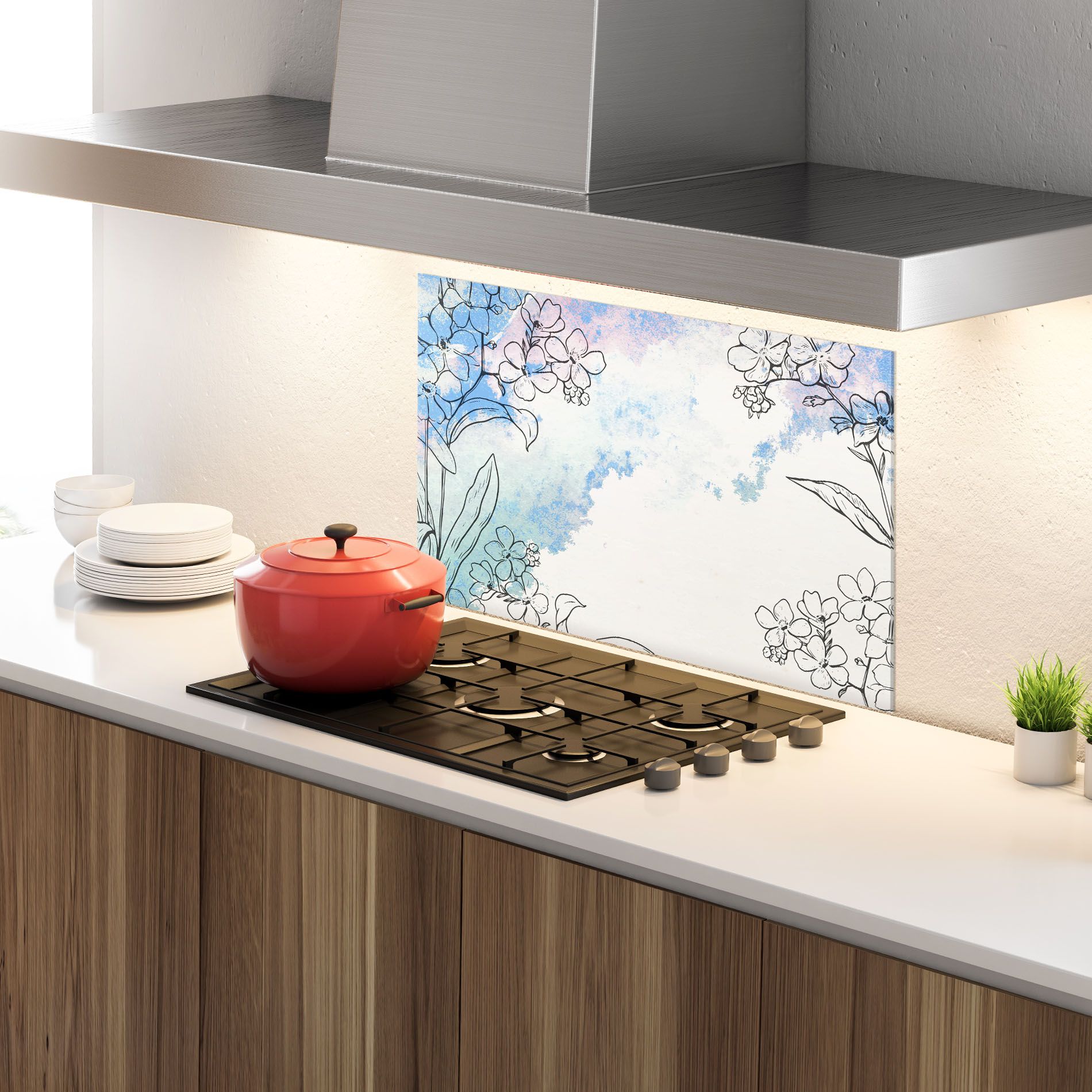 Blue Watercolor Flower mockup 4