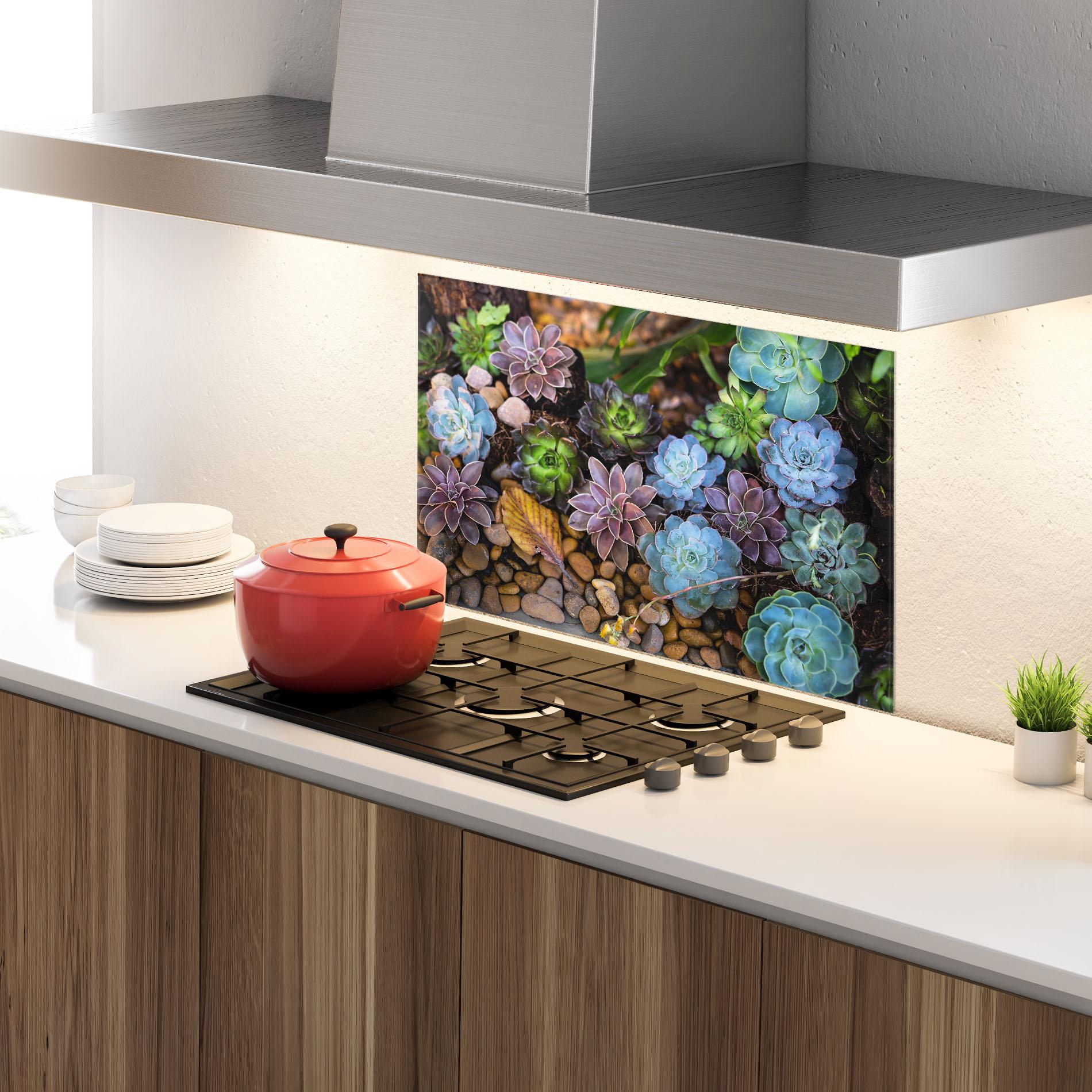 Стъклен панел за кухня Colorful Flowers mockup 4