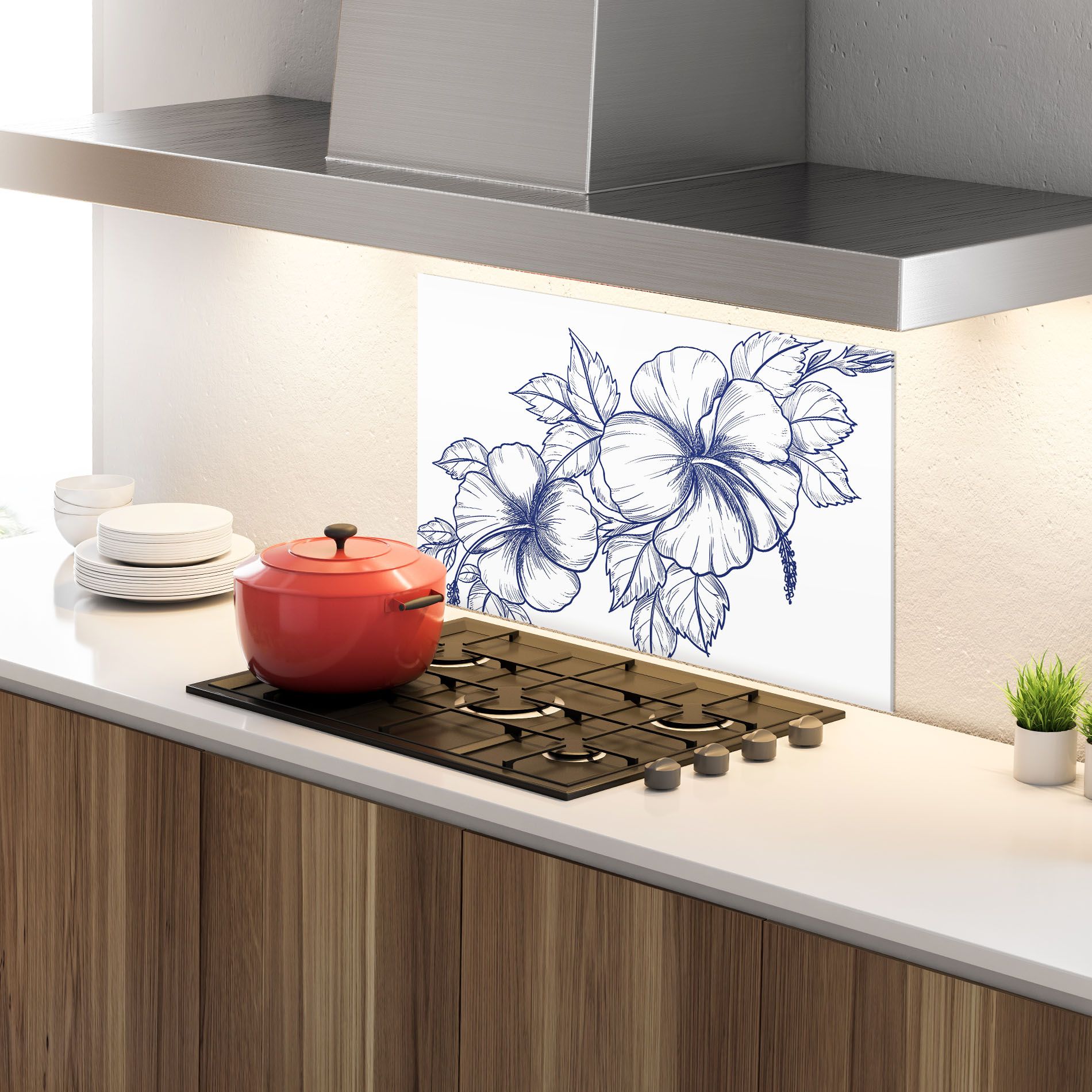 Dark Blue Line Flower mockup 4