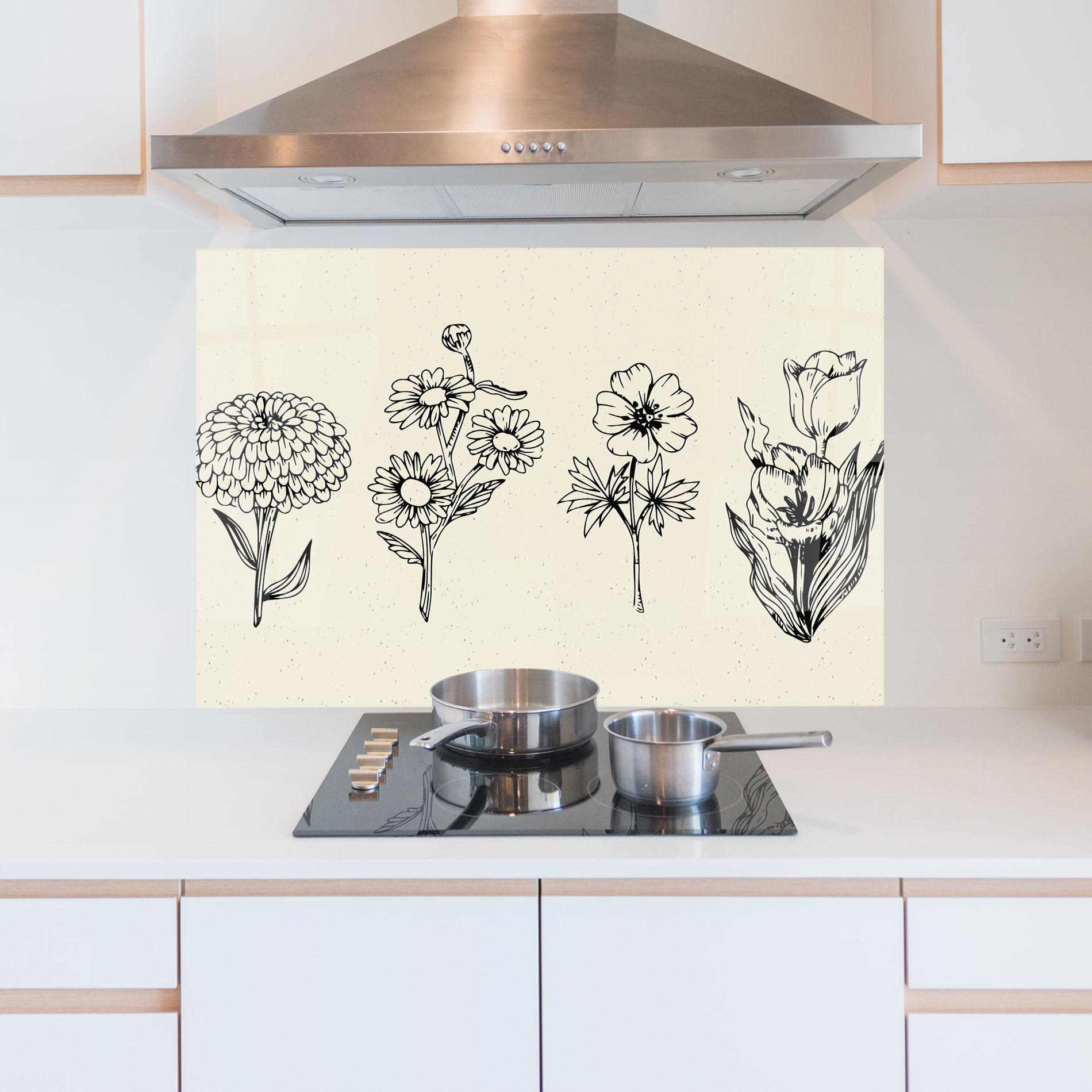 Стъклен панел за кухня Black Line Cream mockup 5