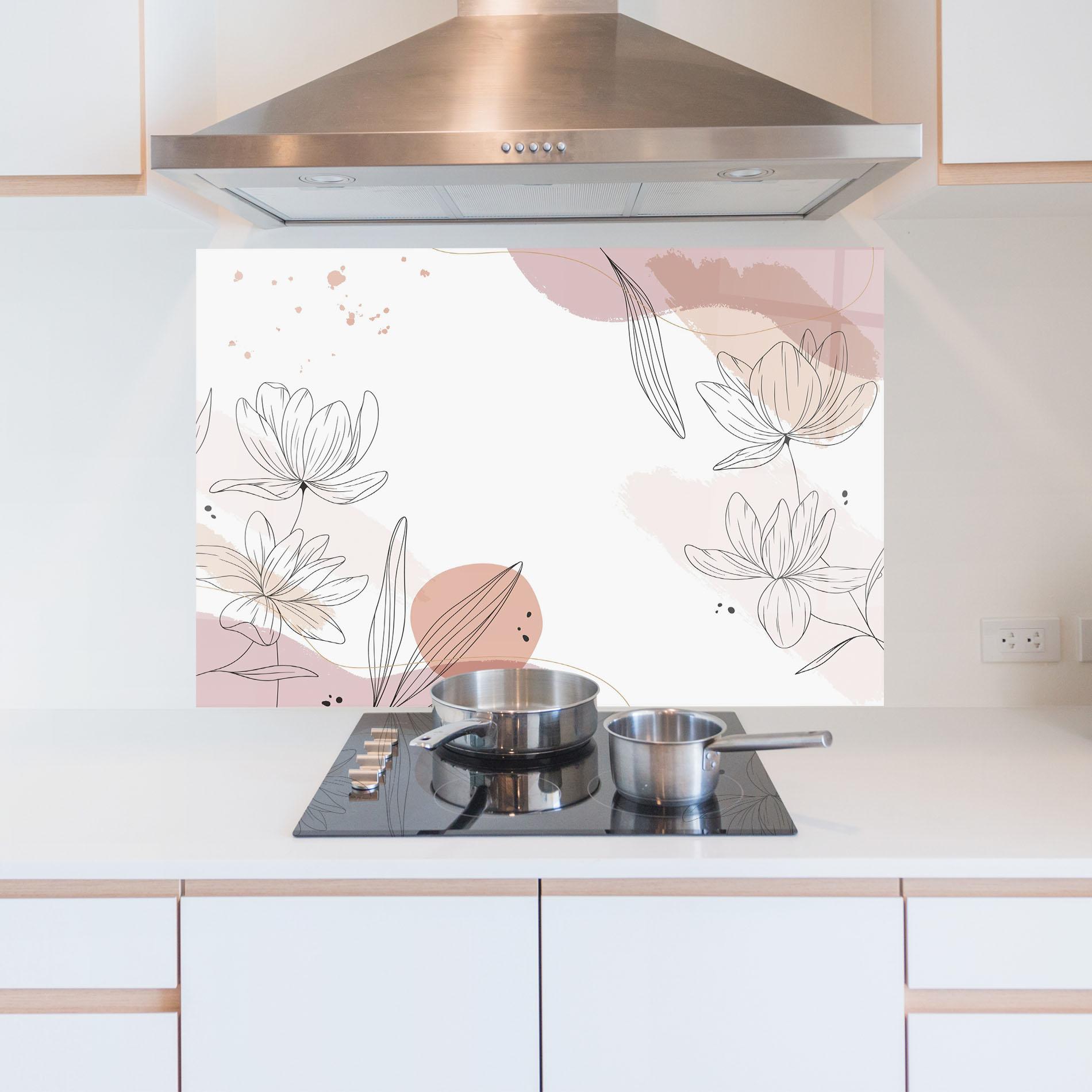 Стъклен панел за кухня Black Pink Line mockup 5