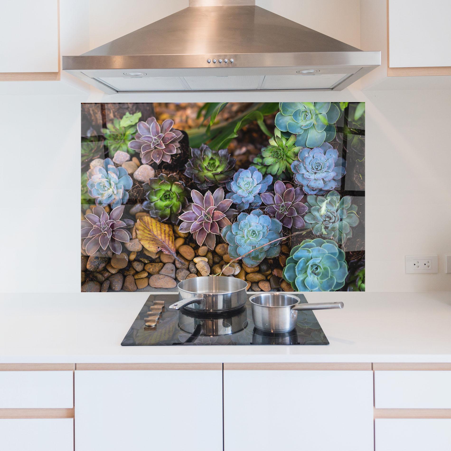 Стъклен панел за кухня Colorful Flowers mockup 5