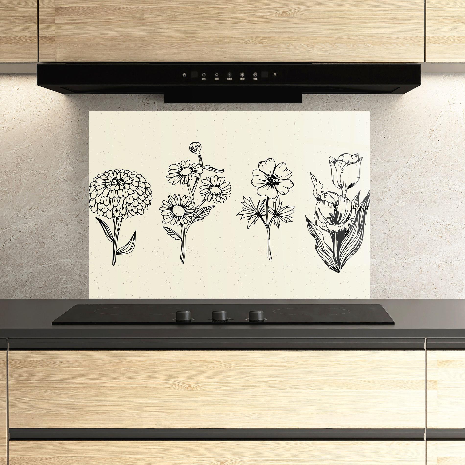 Стъклен панел за кухня Black Line Cream mockup 3