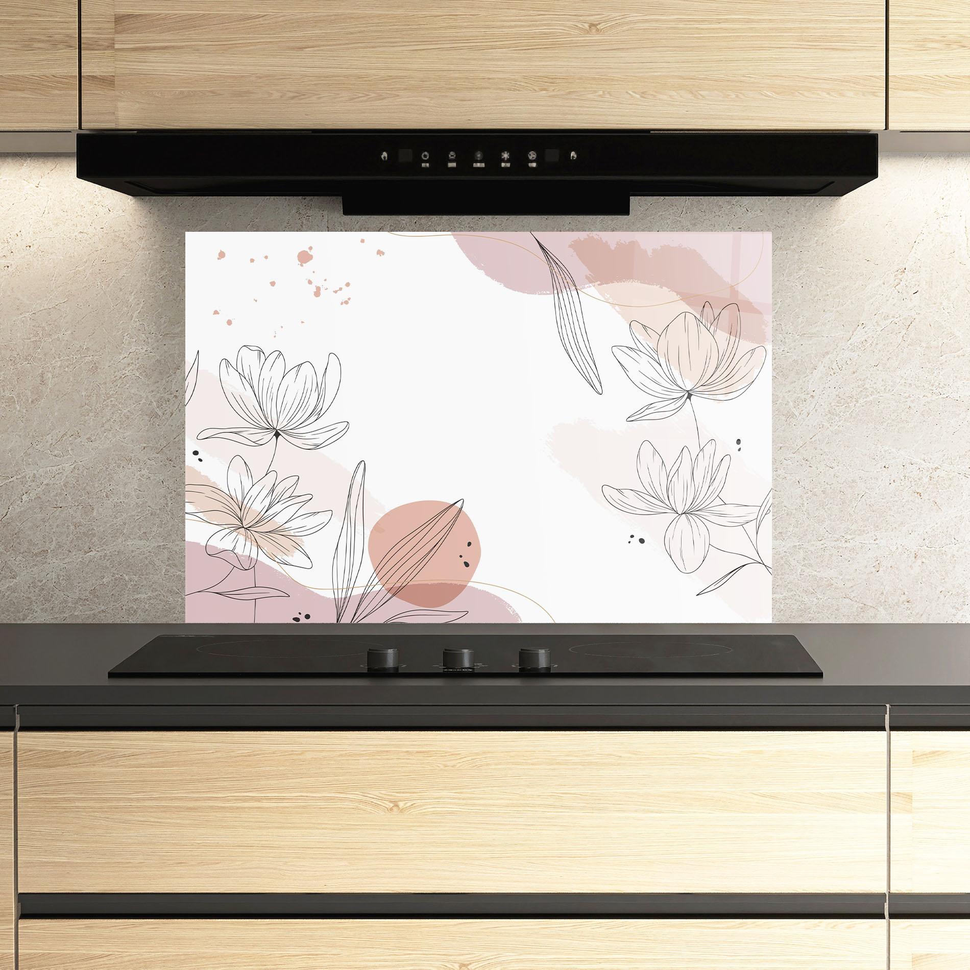 Стъклен панел за кухня Black Pink Line mockup 3