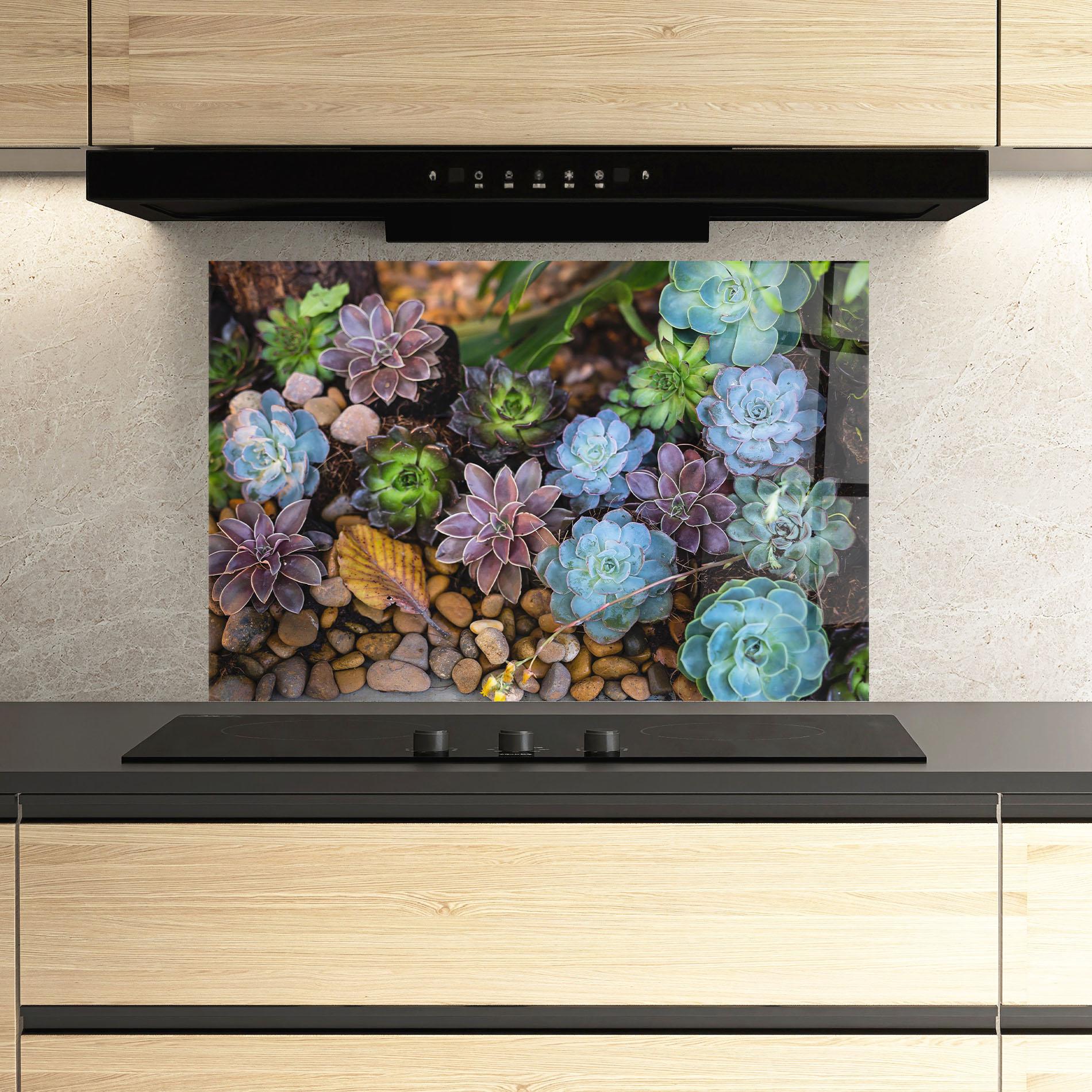 Стъклен панел за кухня Colorful Flowers mockup 3