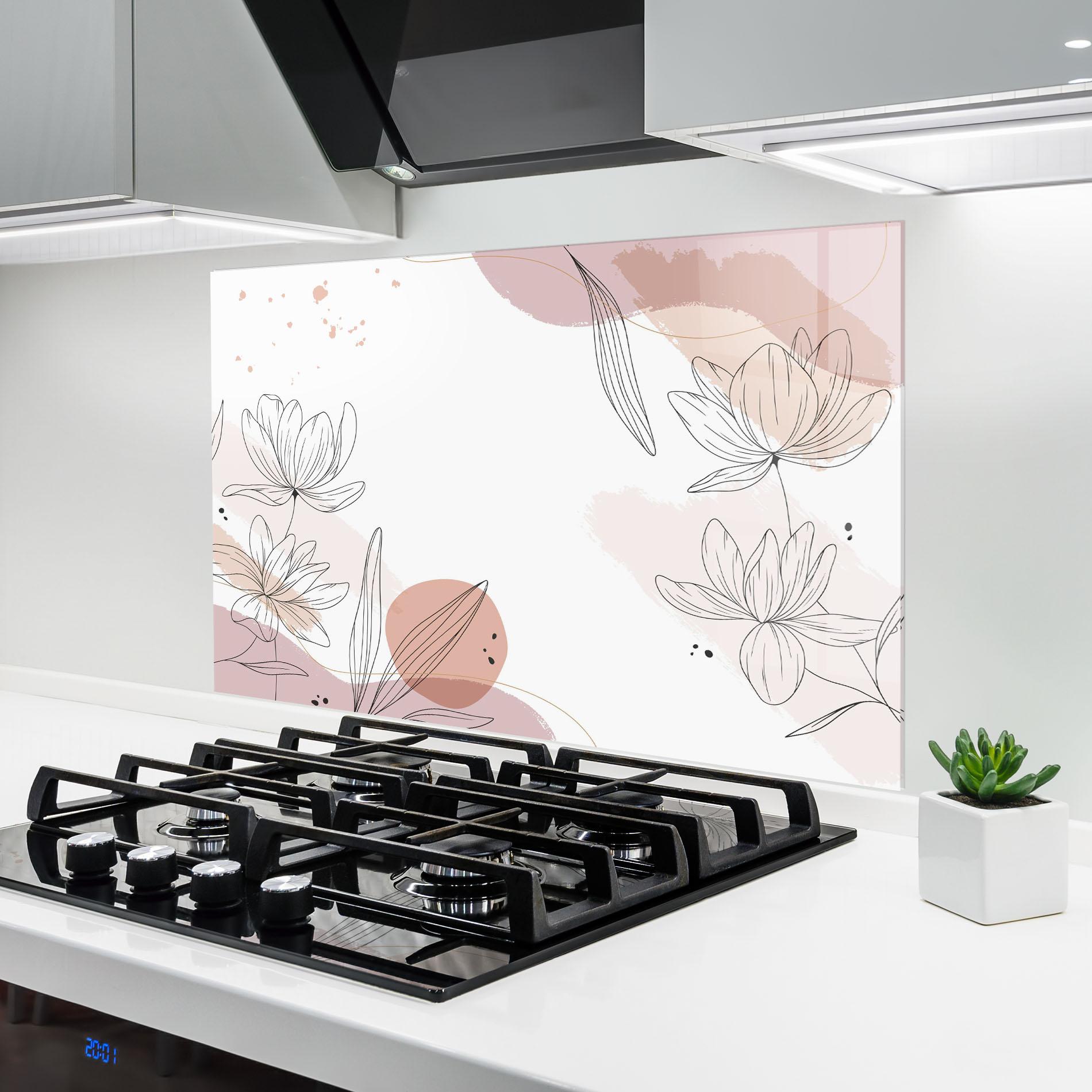 Стъклен панел за кухня Black Pink Line mockup 6