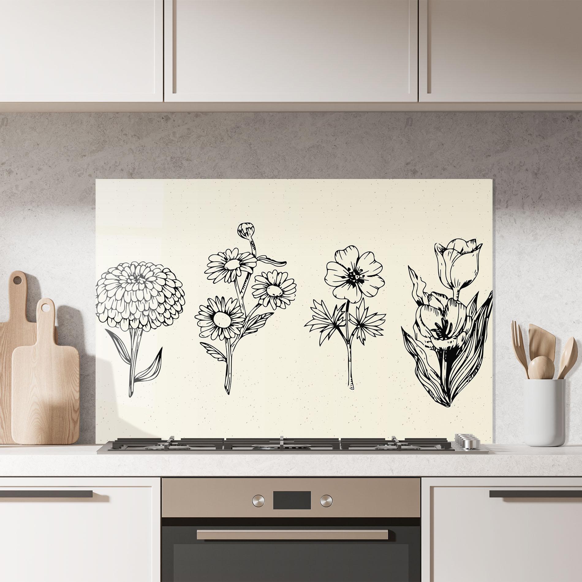 Стъклен панел за кухня Black Line Cream mockup 7