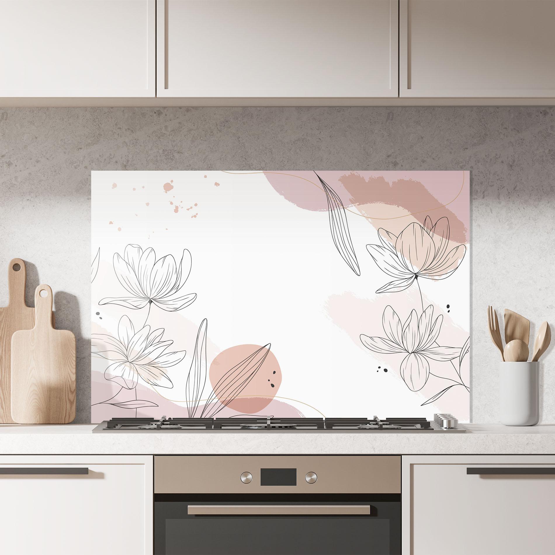 Стъклен панел за кухня Black Pink Line mockup 7