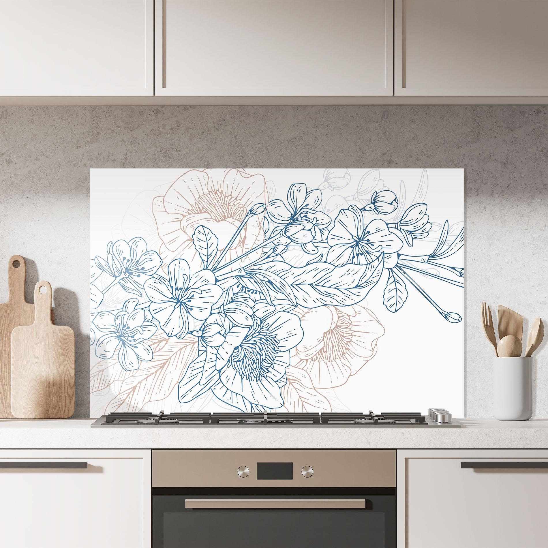 Стъклен панел за кухня Blue Cream Line mockup 7