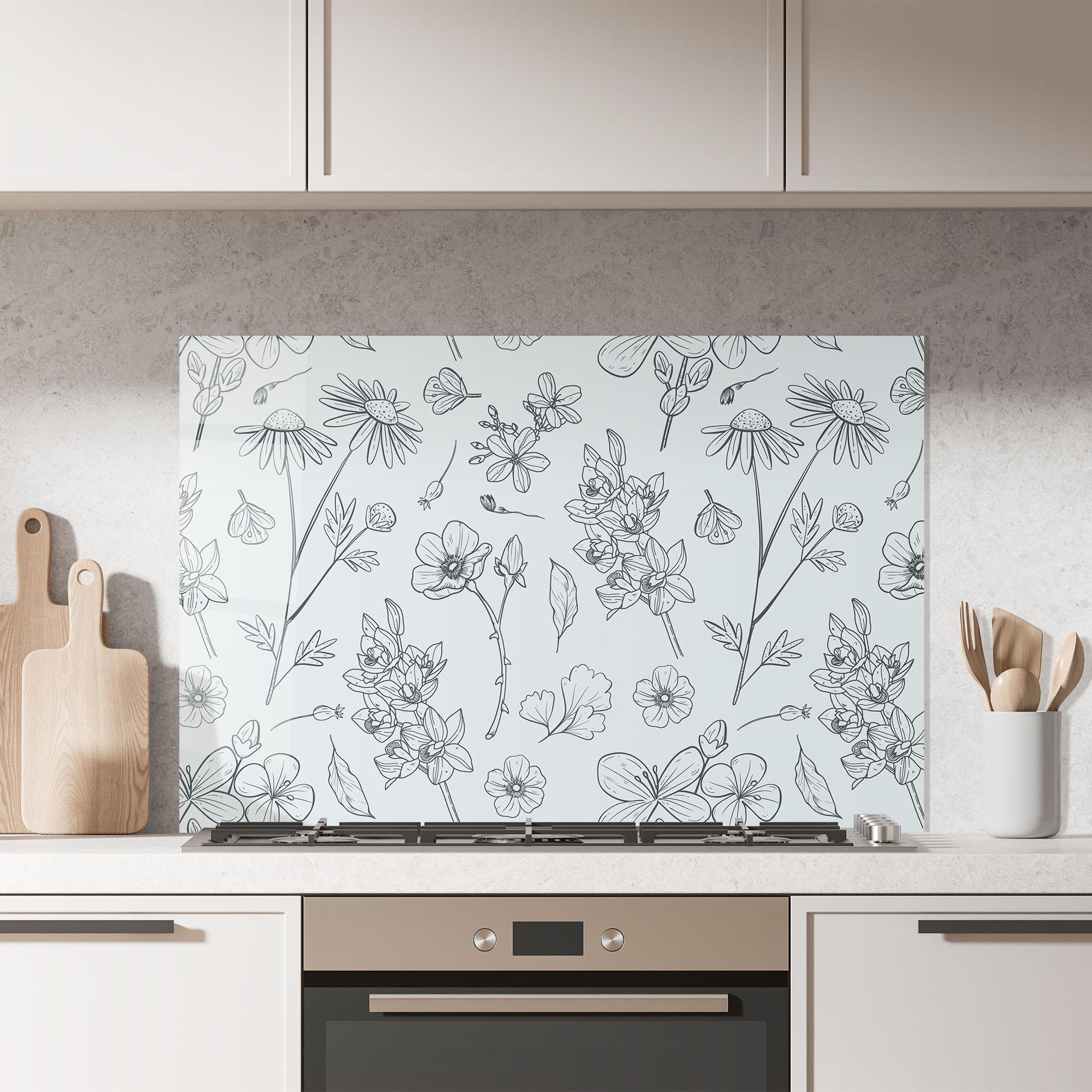 Стъклен панел за кухня Blue Flower Line mockup 7