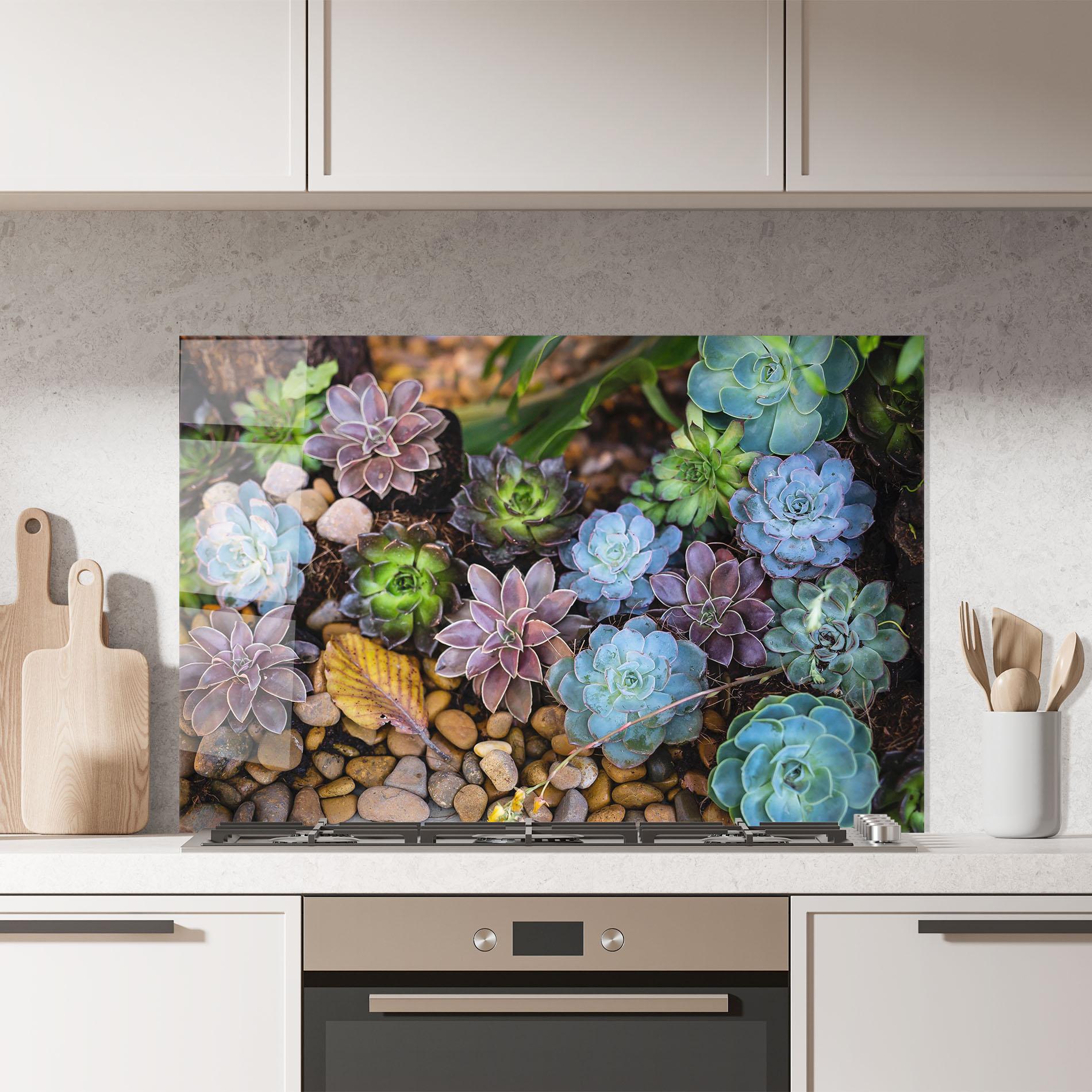 Стъклен панел за кухня Colorful Flowers mockup 7